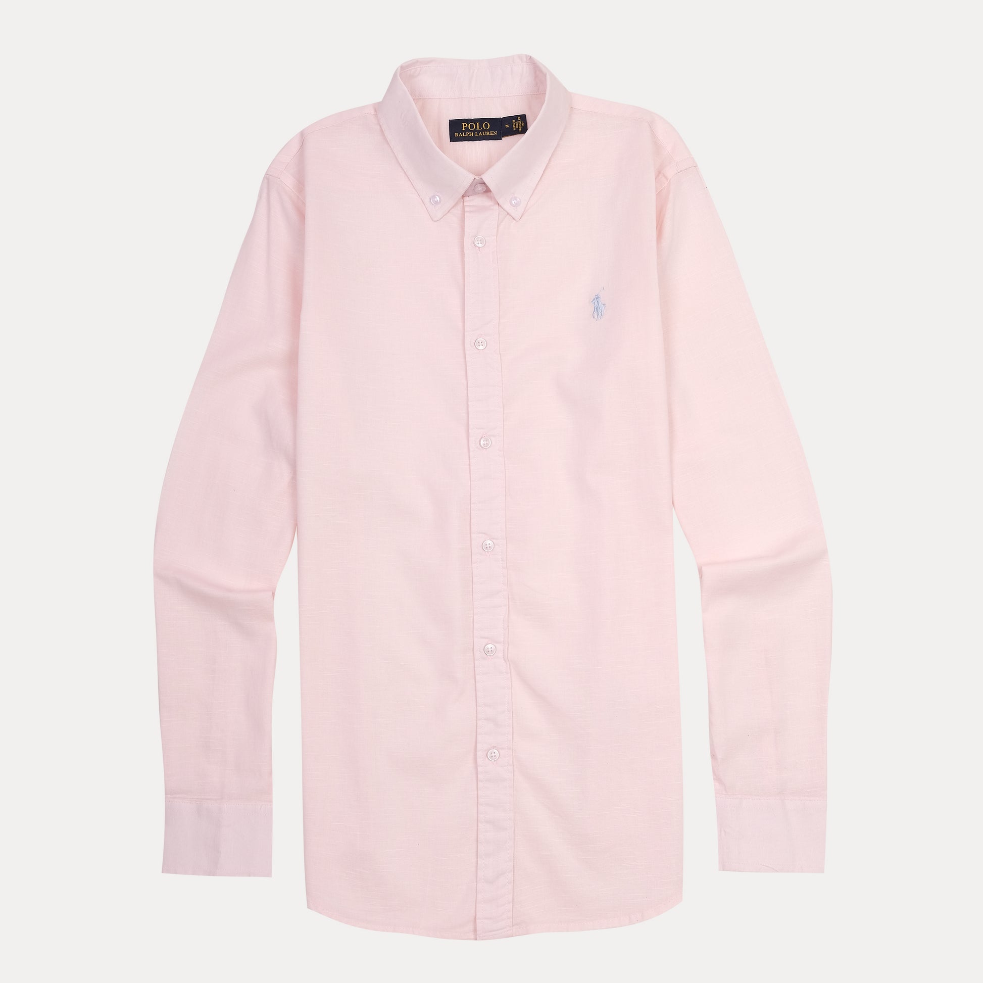 POLO RALPH LAUREN SLIM FIT Button-Down Oxford Linen Shirt in Soft Pink