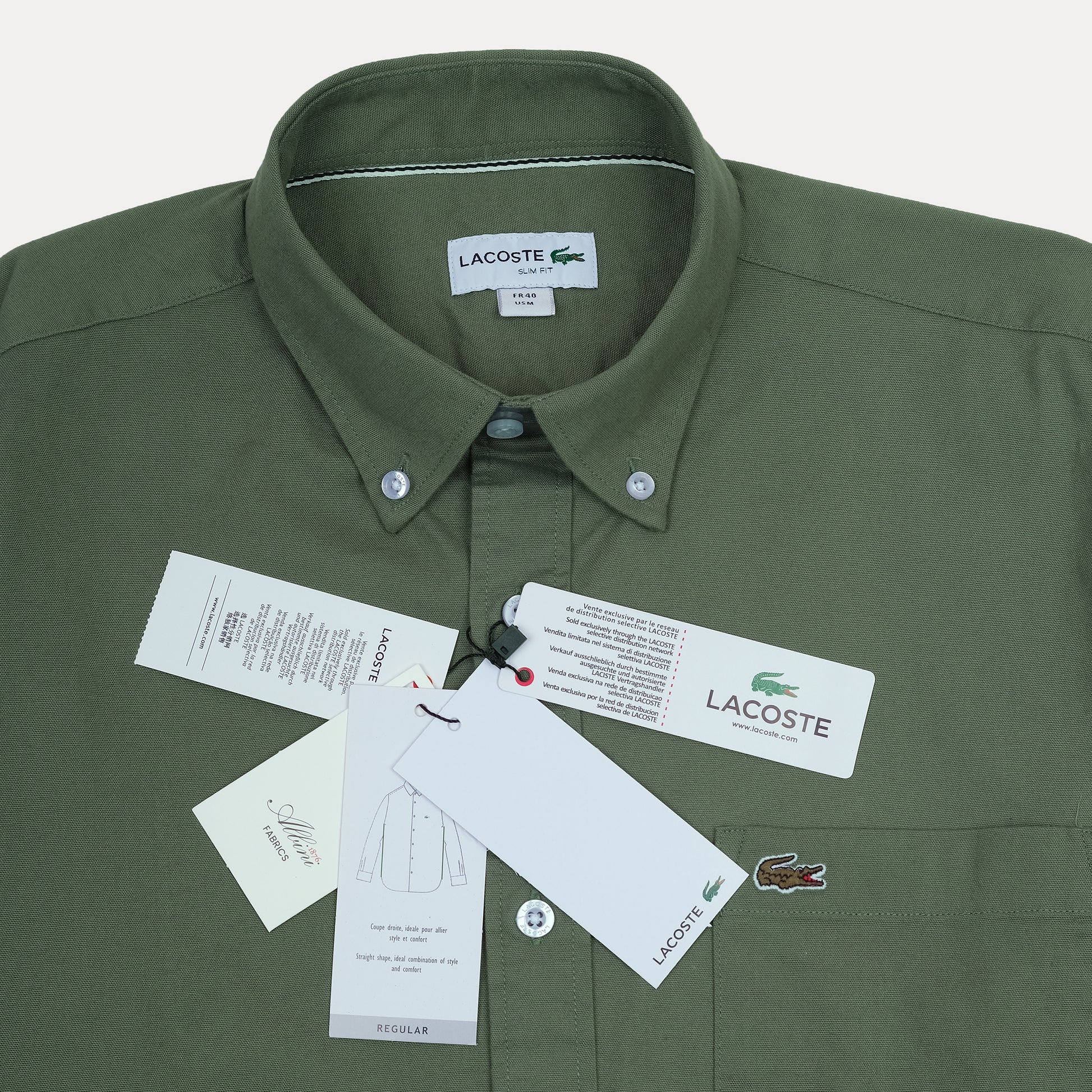 Lacoste Elegant Olive Green Button-Up Shirt