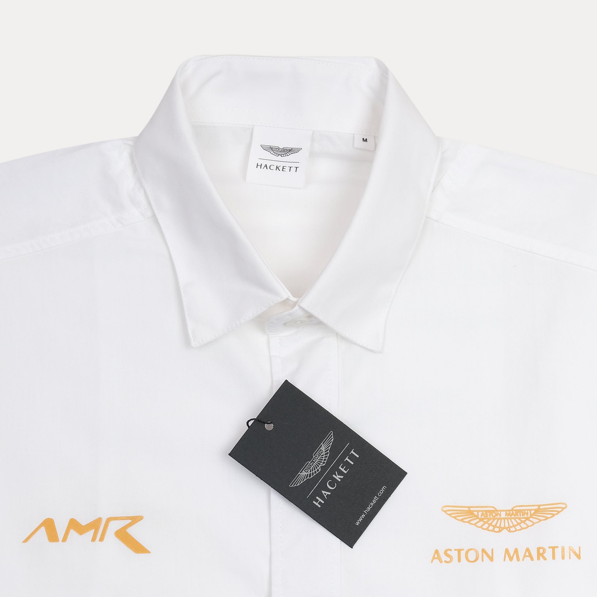 HACKETT Elegant White Cotton Shirt with Aston Martin Accents