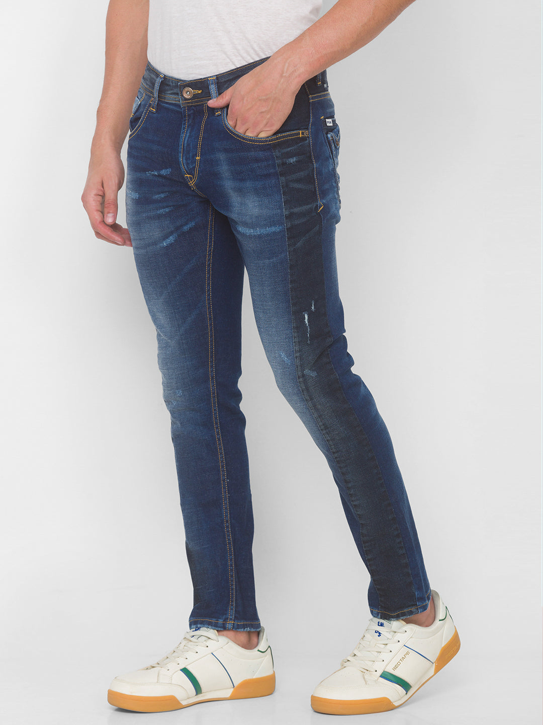SPYKAR Slim Fit Distressed Blue Jeans
