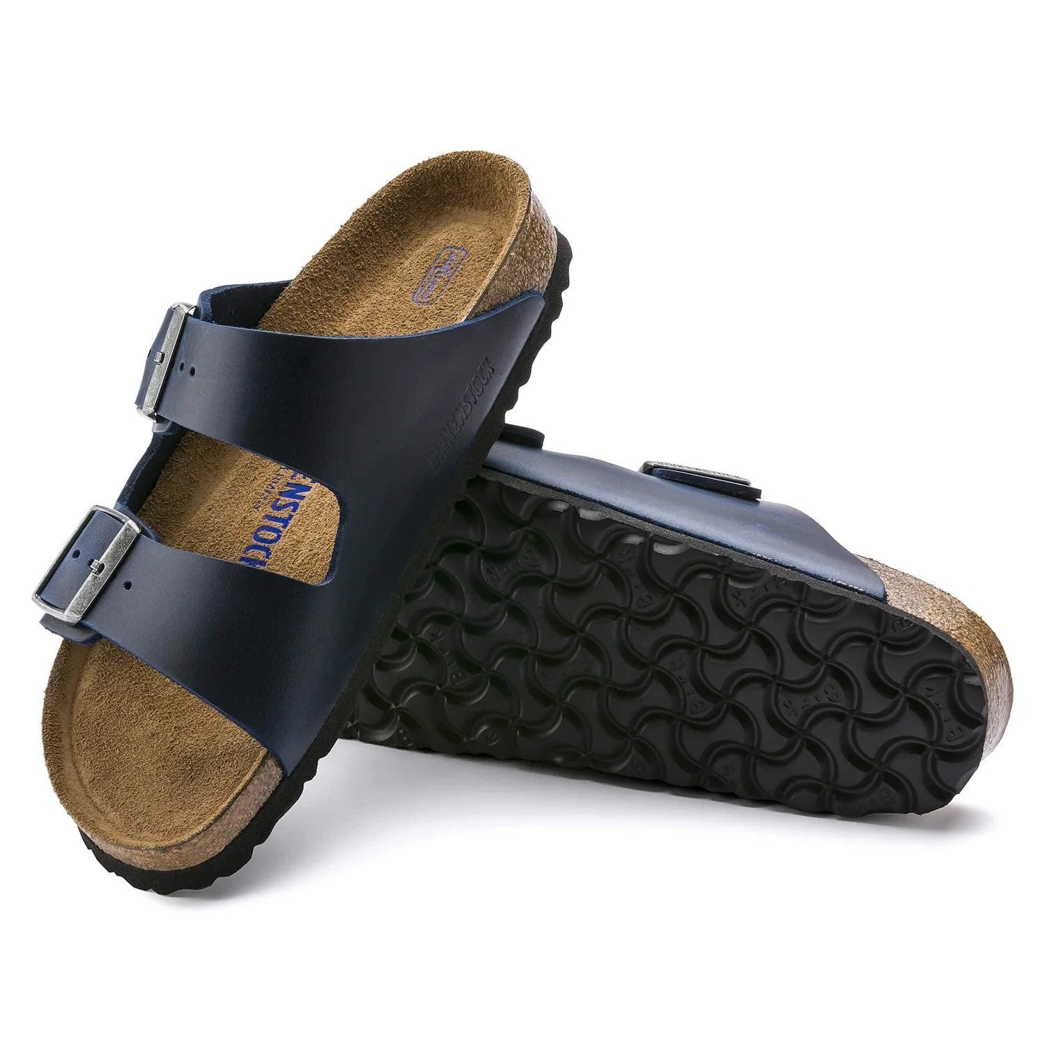 Birkenstock Classic Midnight Navy Leather Sandals with Double Buckles