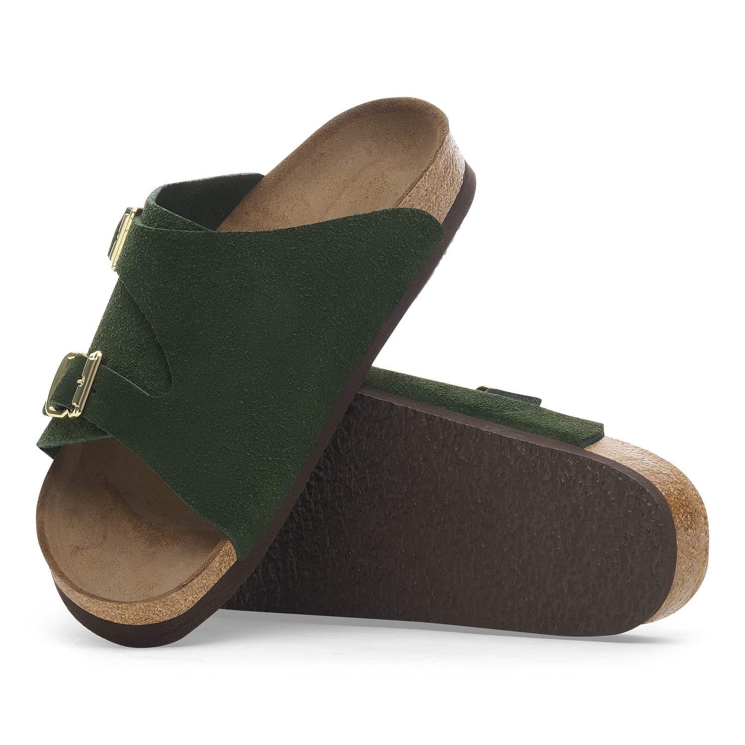 Birkenstock Enchanted Emerald Suede Double Buckle Sandals