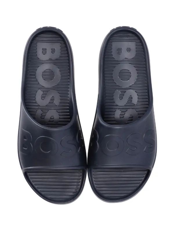 BOSS Effortlessly Chic Navy Slide Sandals