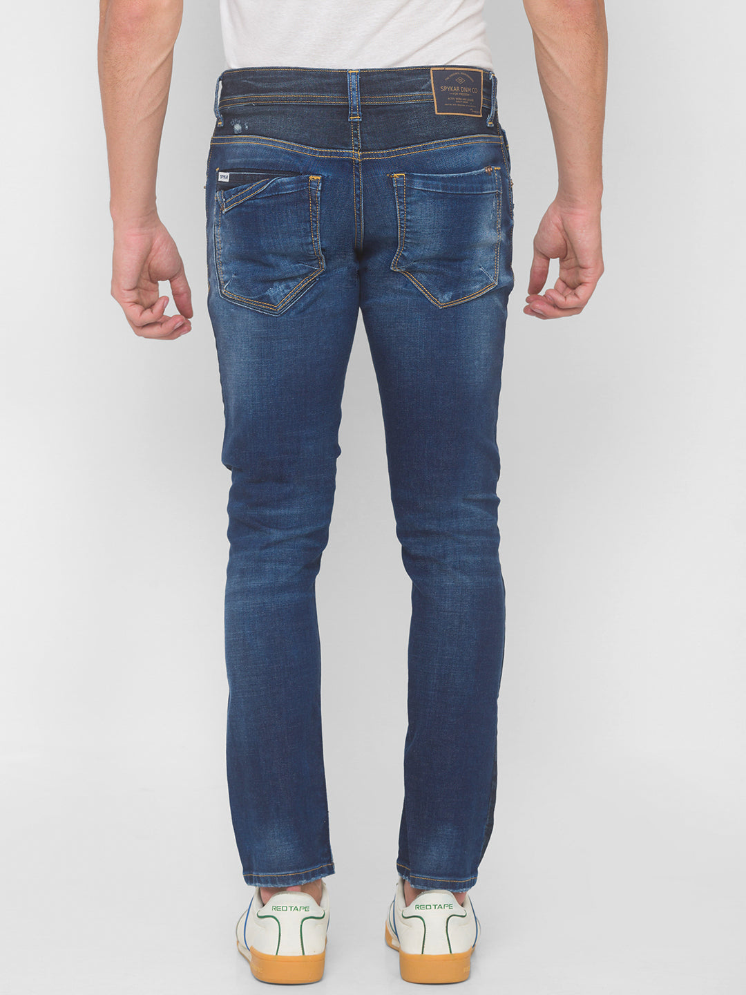 SPYKAR Slim Fit Distressed Blue Jeans