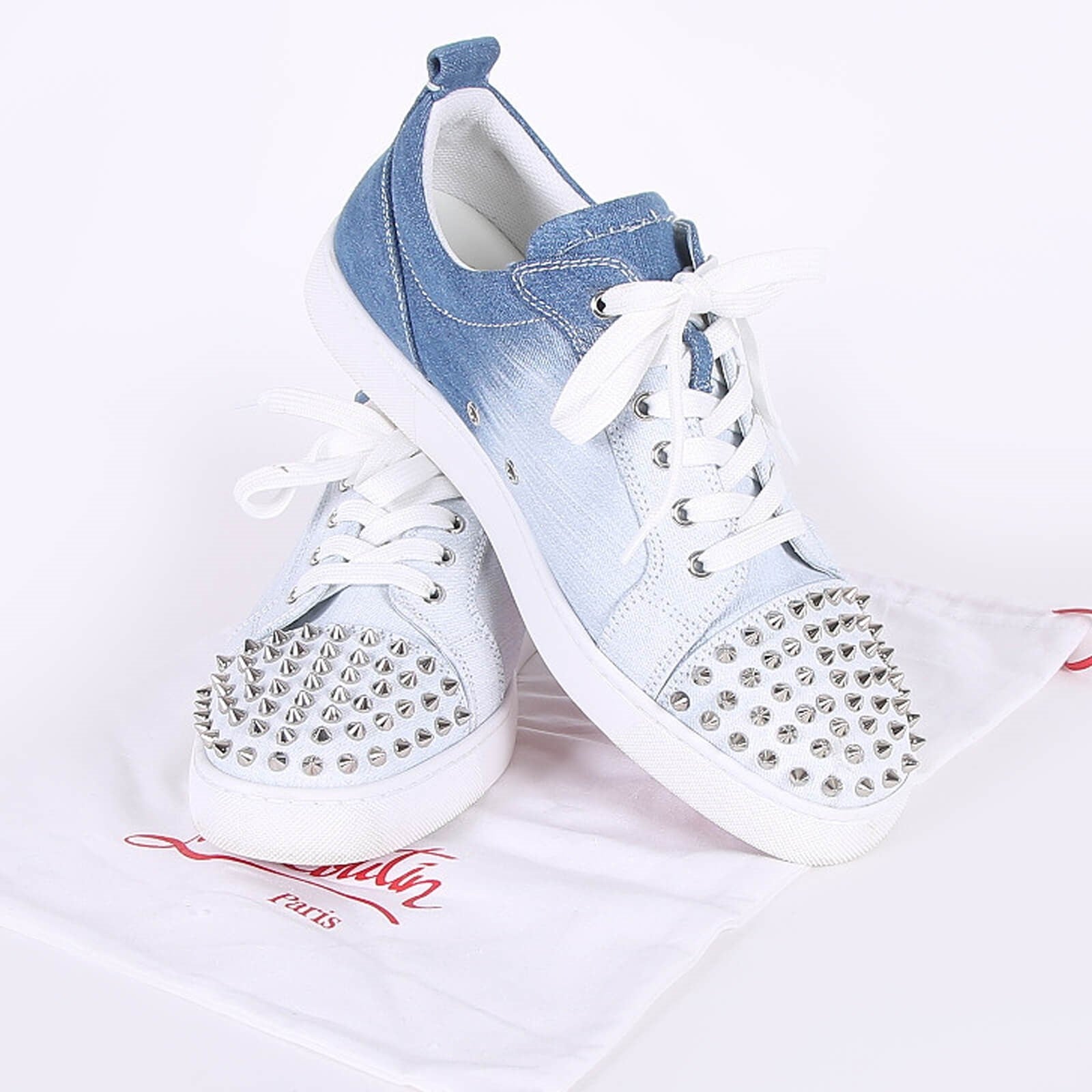 CHRISTIAN LOUBOUTIN Oceanic Breeze Luxe Fit Spiked Denim Sneakers