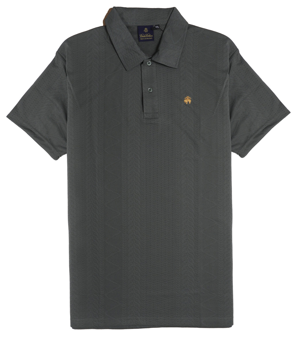 BROOKS BROTHERS Shadow Slate Tailored Fit Short Sleeve Piqué Polo