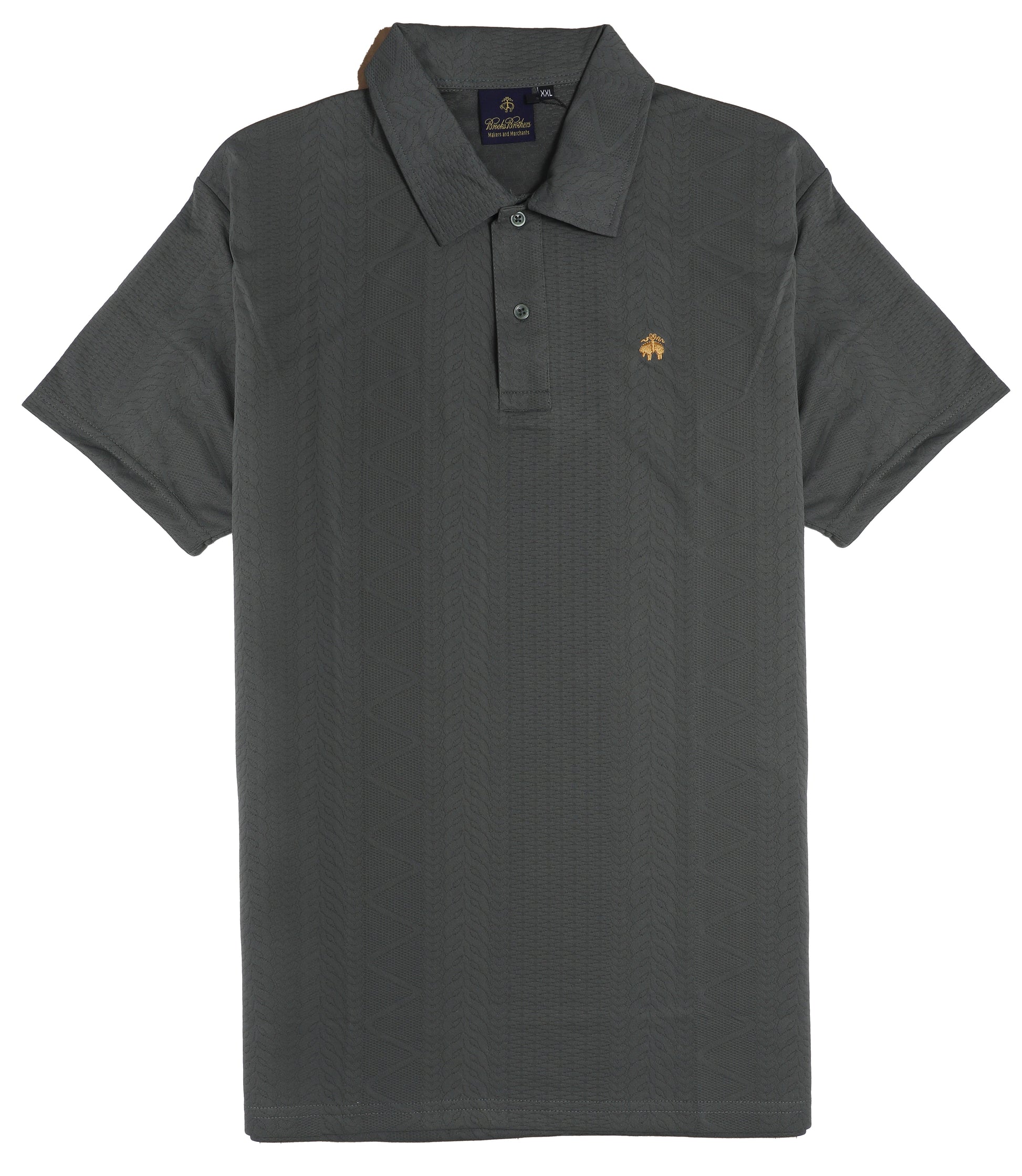 BROOKS BROTHERS Shadow Slate Tailored Fit Short Sleeve Piqué Polo