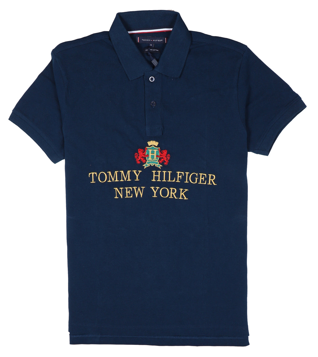 TOMMY HILFIGER Oceanic Indigo Tailored Fit Short Sleeve Piqué Polo Shirt