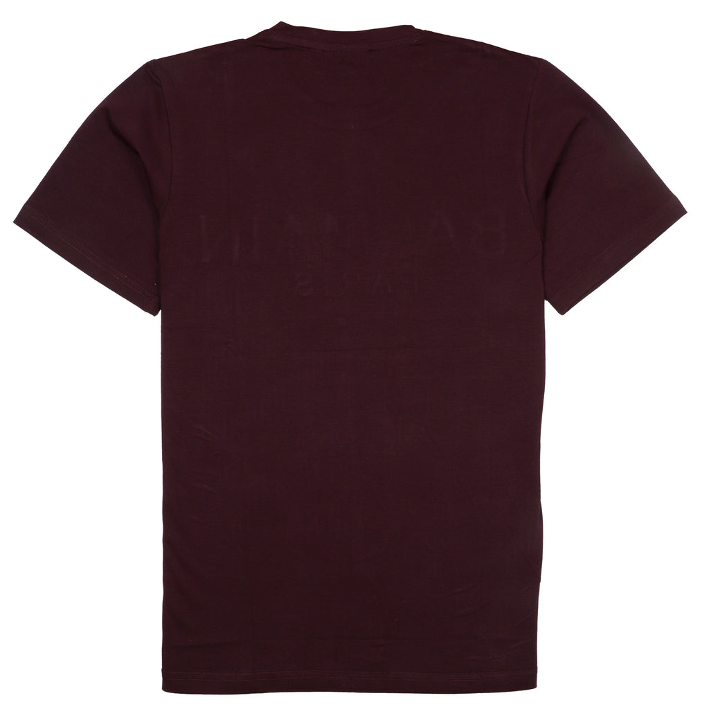 BALMAIN Paris Logo Tee in Burgundy