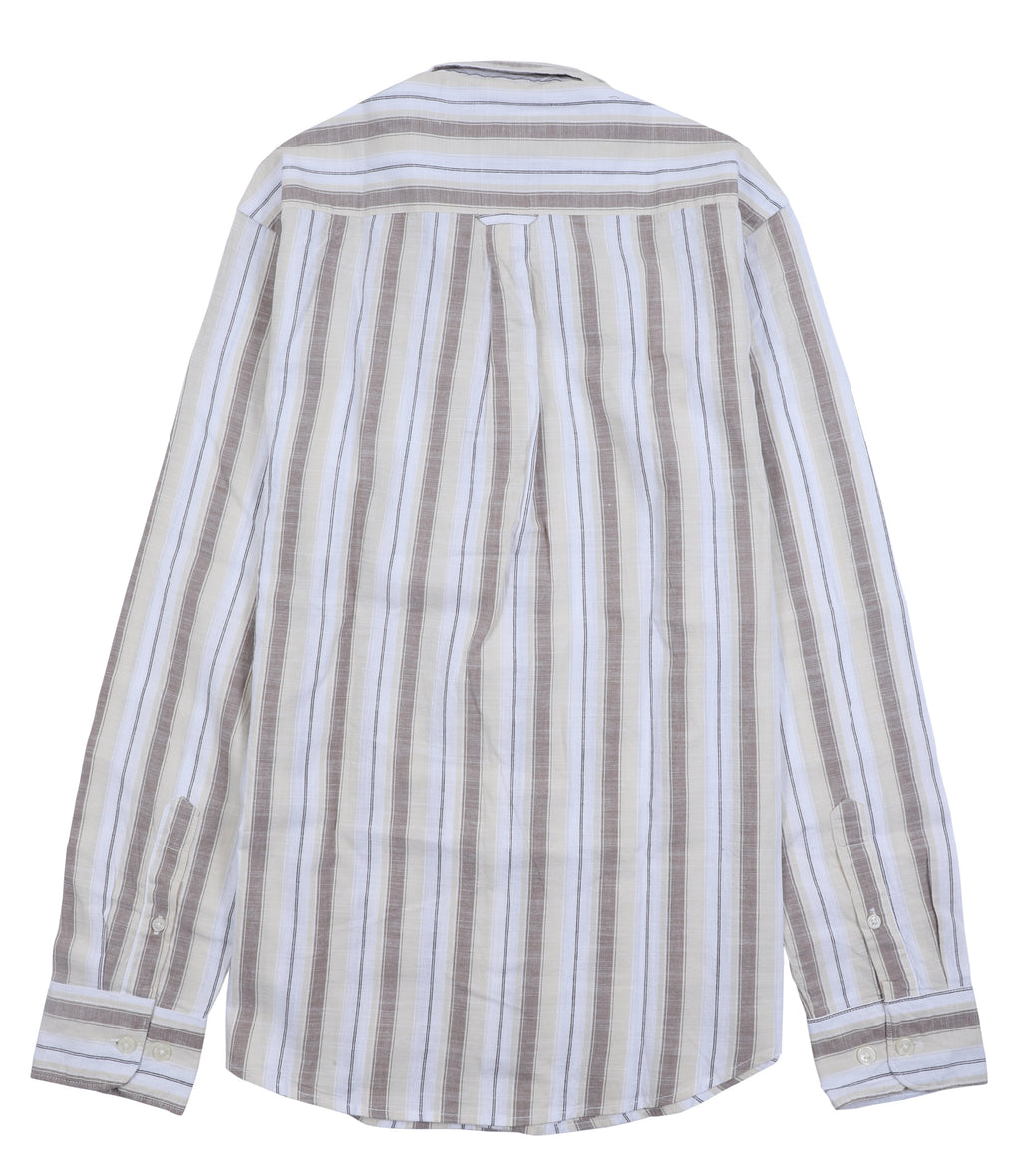 TOMMY HILFIGER Sandstone Cream Tailored Fit Long Sleeve Striped Shirt