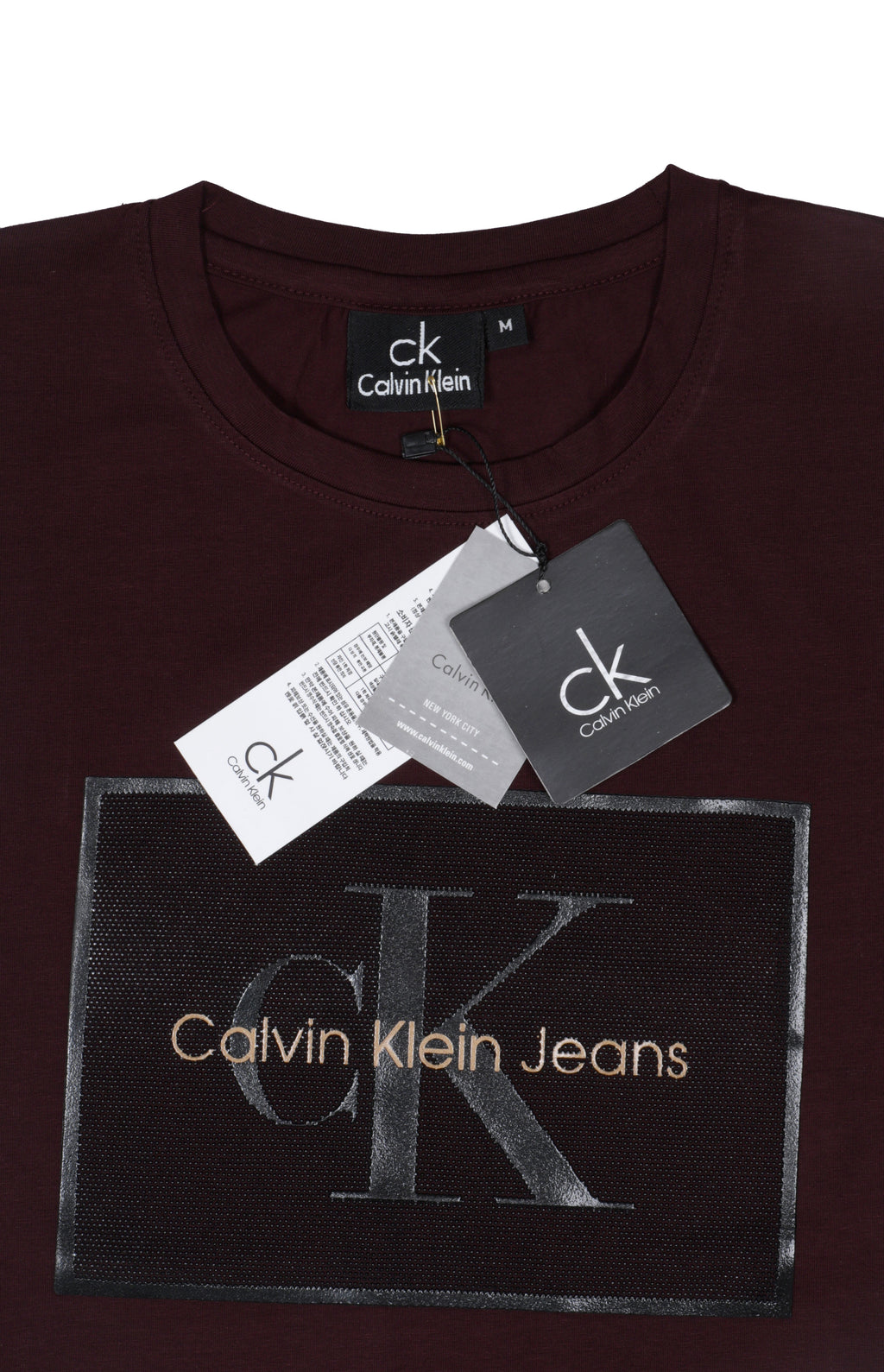 Calvin Klein Jeans Logo Graphic Tee in Burgundy