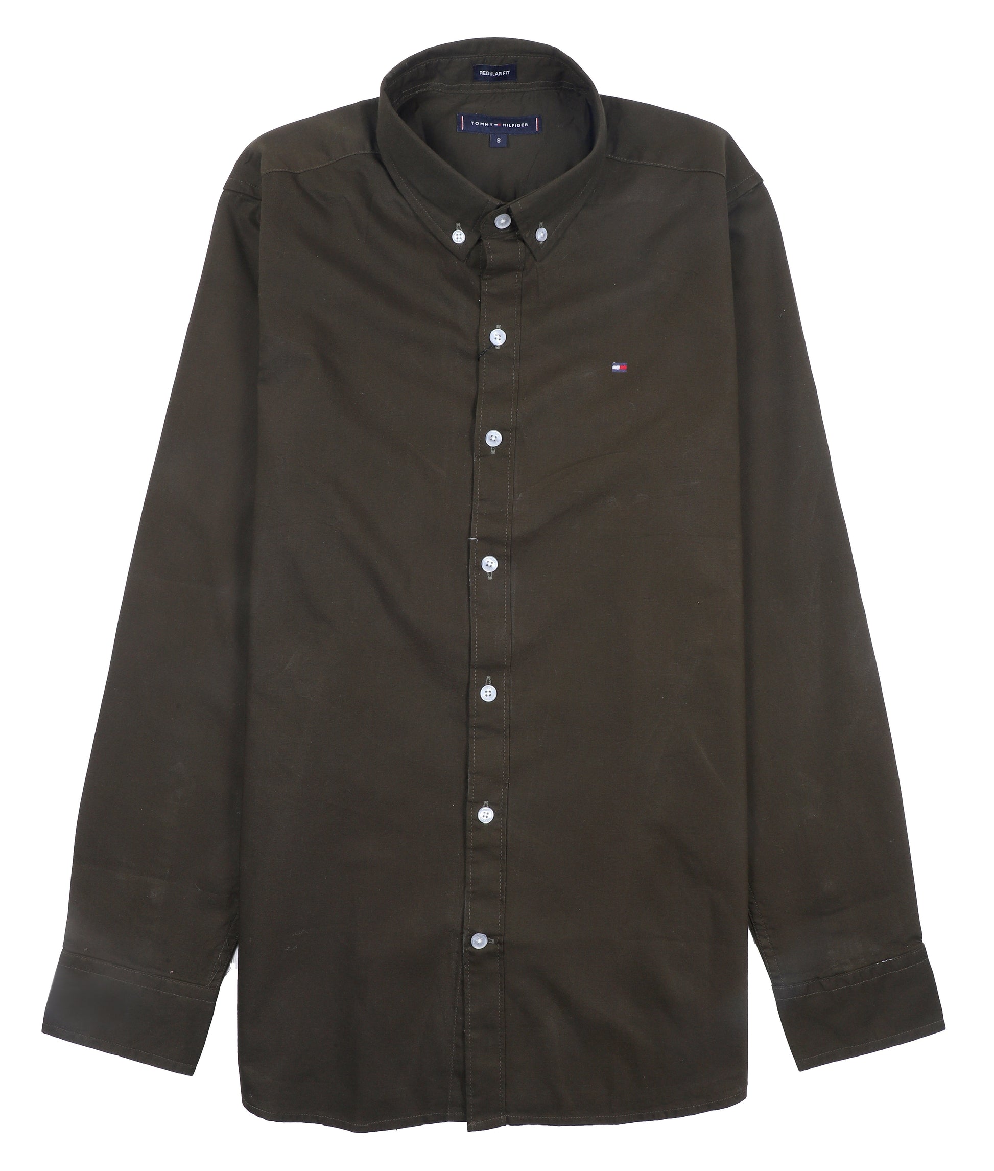 TOMMY HILFIGER Enchanted Olive Regular Fit Long Sleeve Button-Down Shirt