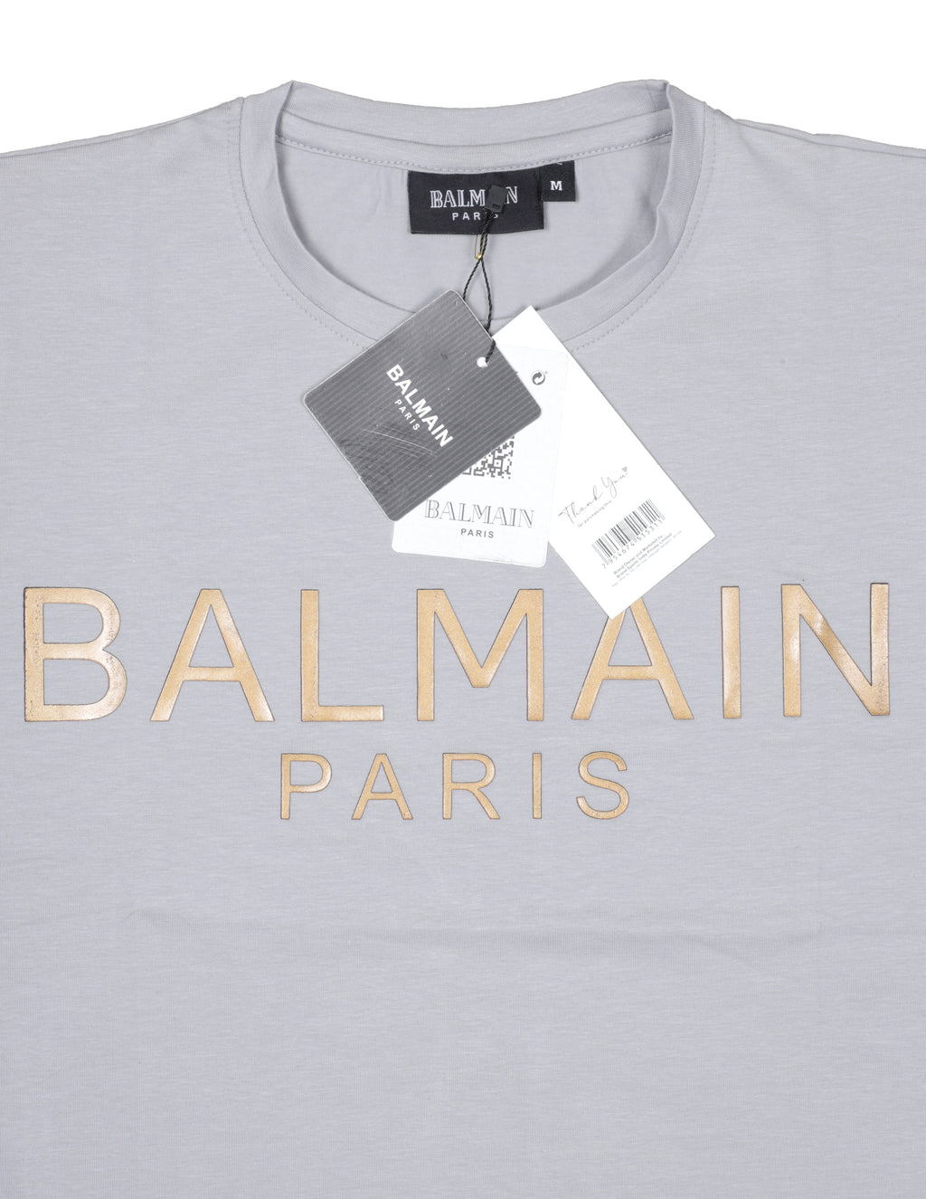 BALMAIN Paris Logo Tee in Light Grey