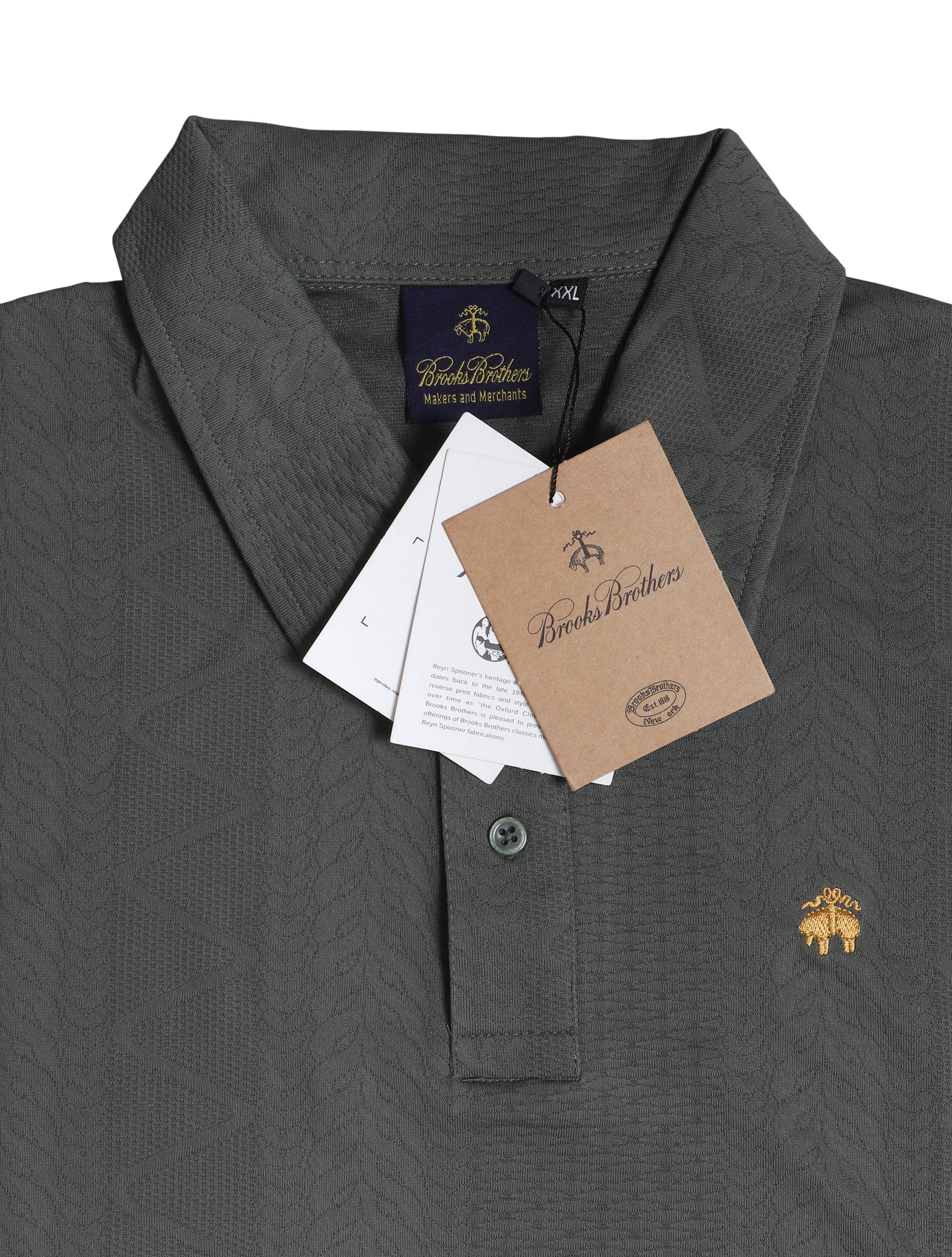 BROOKS BROTHERS Shadow Slate Tailored Fit Short Sleeve Piqué Polo