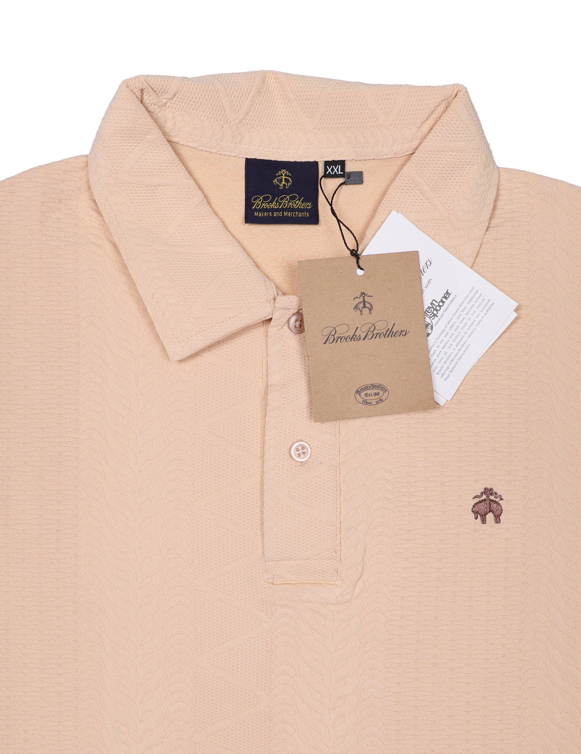 Brooks Brothers Textured Cotton Polo Shirt in Soft Peach