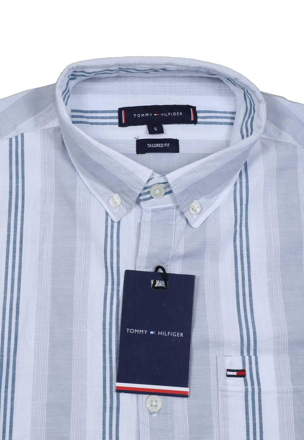 TOMMY HILFIGER Serene Aqua Tailored Fit Long Sleeve Button-Up Shirt