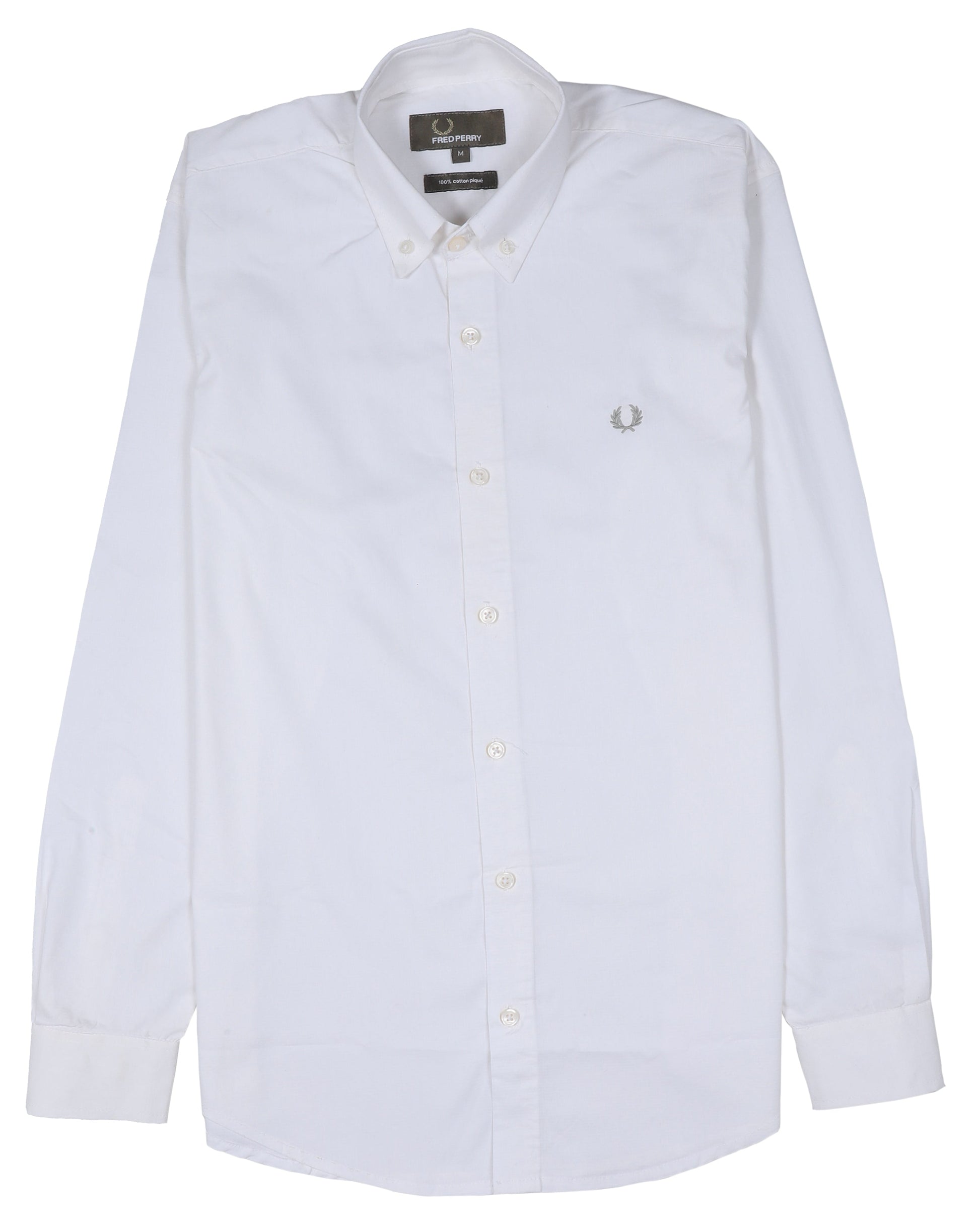 FRED PERRY Pure Pearl Tailored Fit Long Sleeve Cotton Shirt