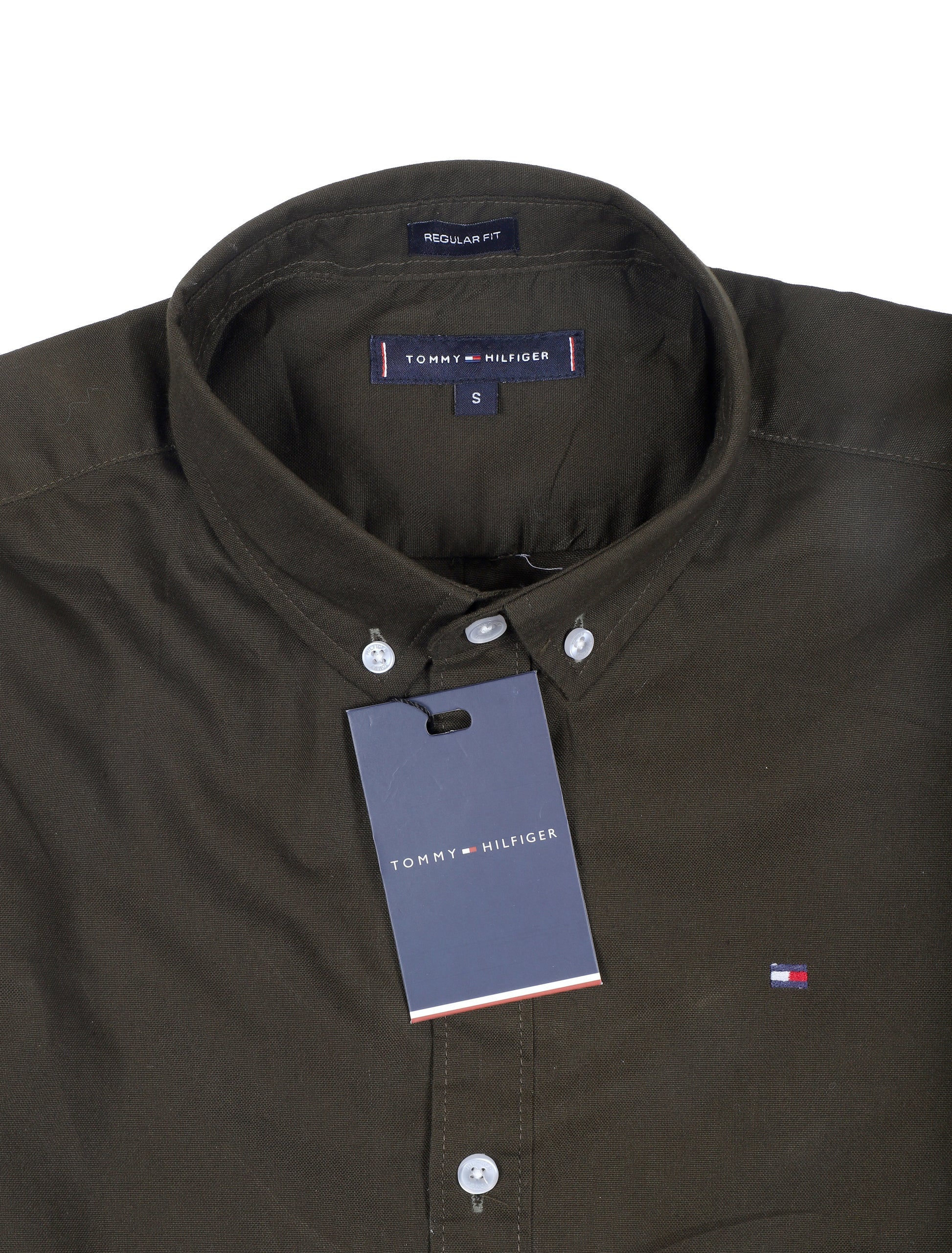 TOMMY HILFIGER Enchanted Olive Regular Fit Long Sleeve Button-Down Shirt