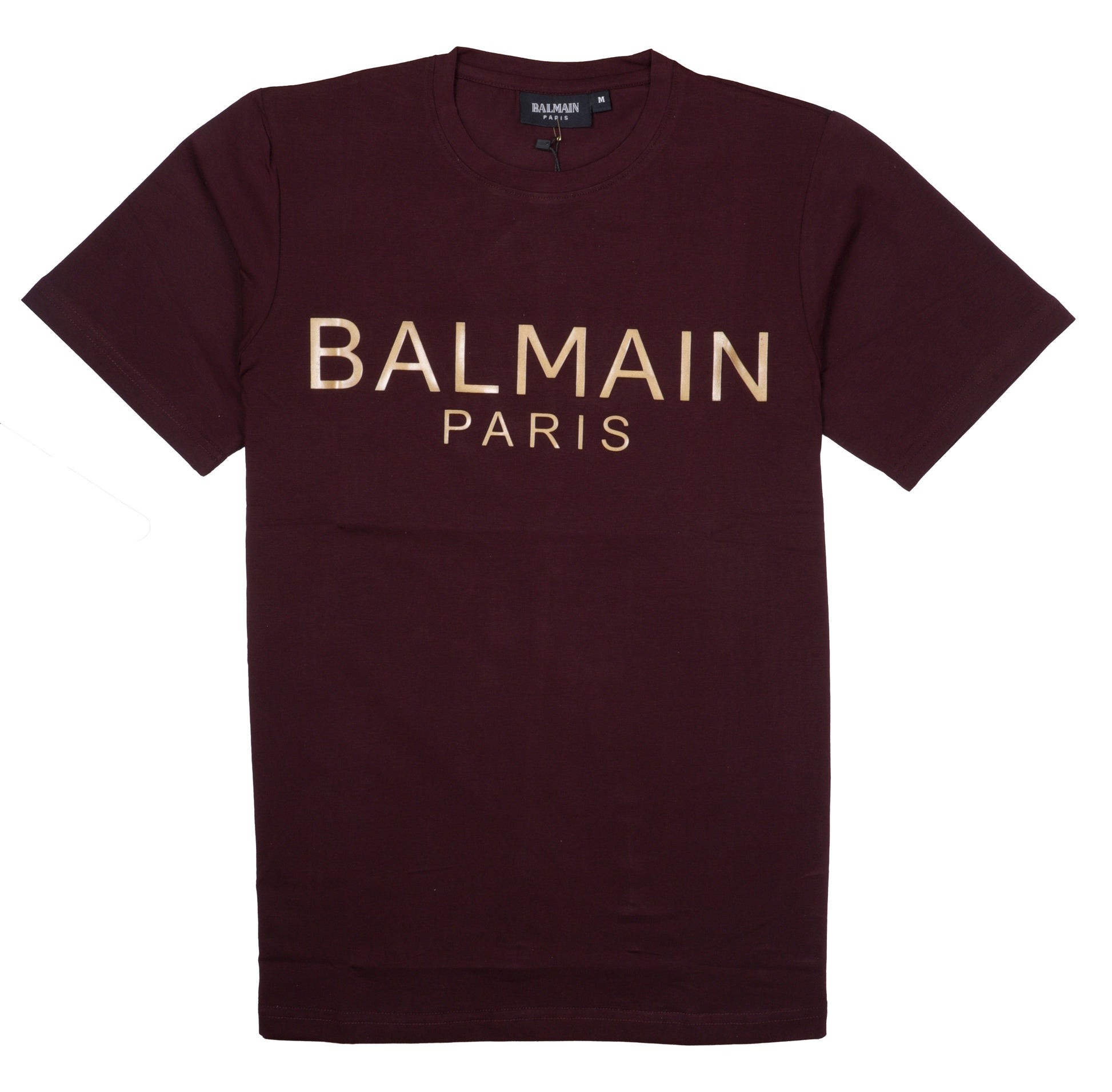 BALMAIN Paris Logo Tee in Burgundy