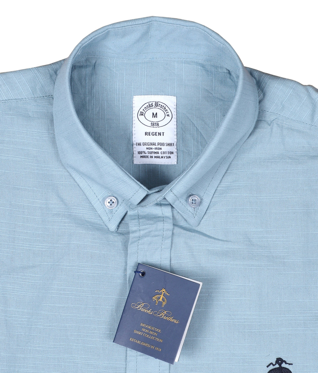 BROOKS BROTHERS Celestial Aqua Tailored Fit Long Sleeve Button-Down Shirt