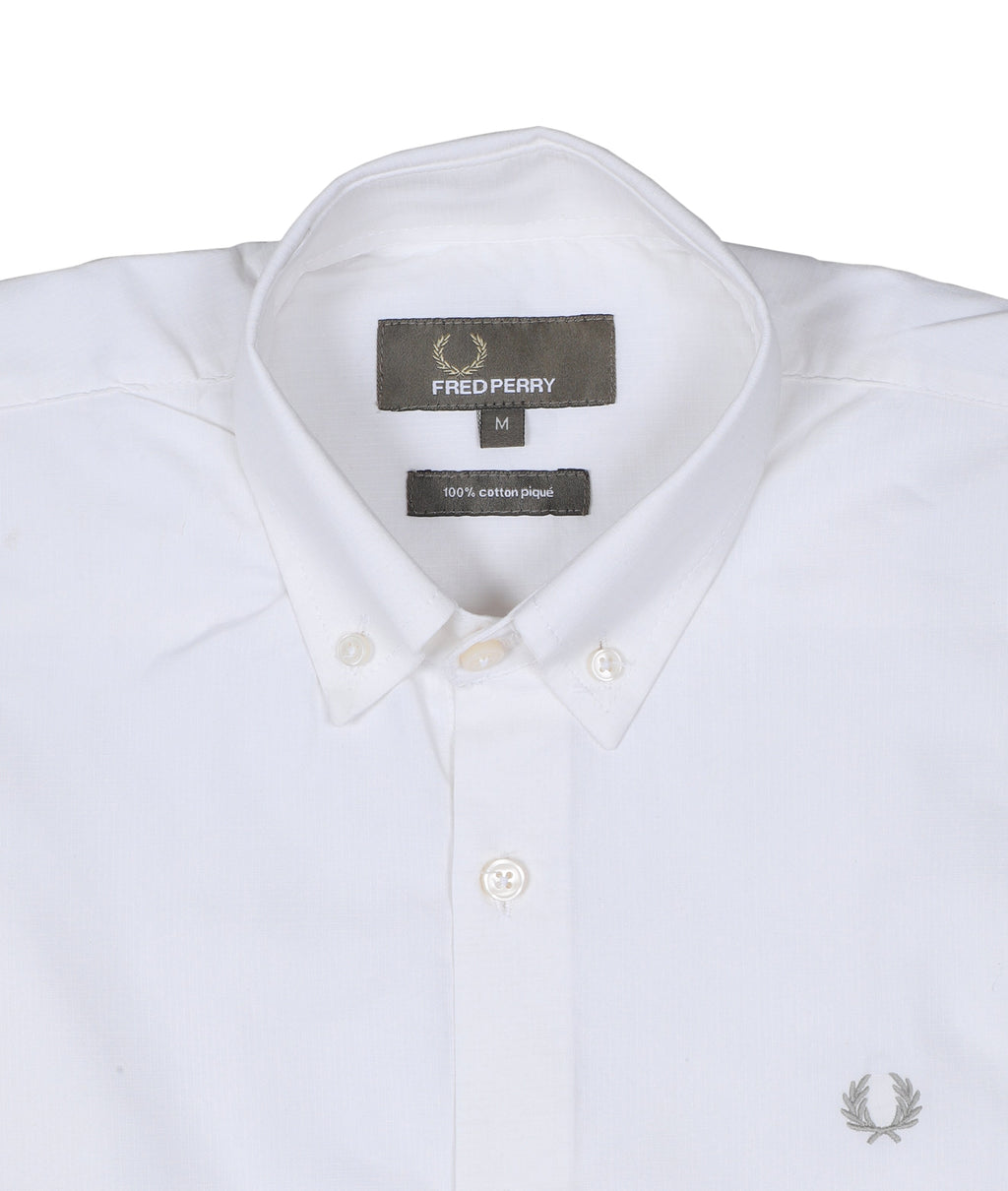 FRED PERRY Pure Pearl Tailored Fit Long Sleeve Cotton Shirt