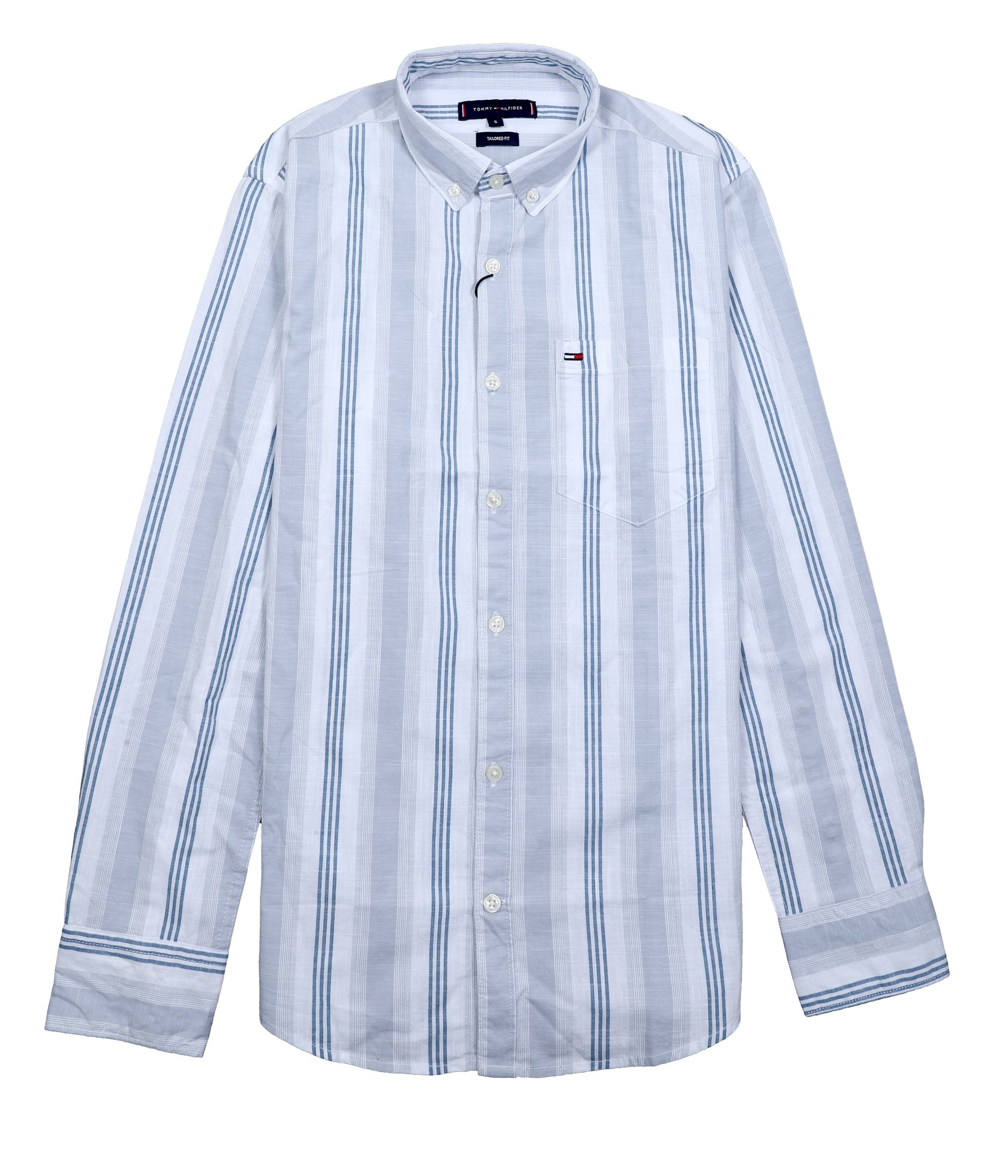 TOMMY HILFIGER Serene Aqua Tailored Fit Long Sleeve Button-Up Shirt