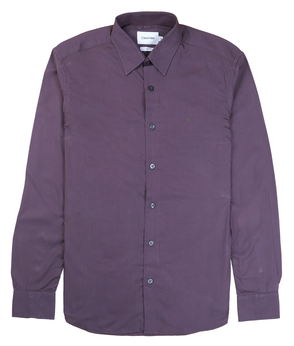 CALVIN KLEIN Enchanted Plum Tailored Fit Long Sleeve Dress Shirt