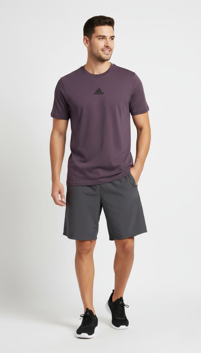 ADIDAS Mystic Amethyst Athletic Fit Short Sleeve Performance Tee