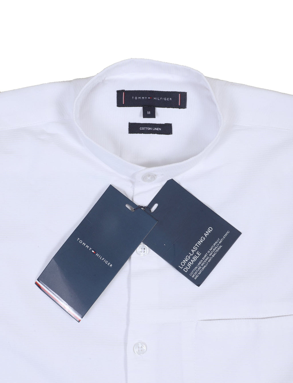 TOMMY HILFIGER Ethereal Ivory Luxe Fit Long Sleeve Cotton-Linen Shirt