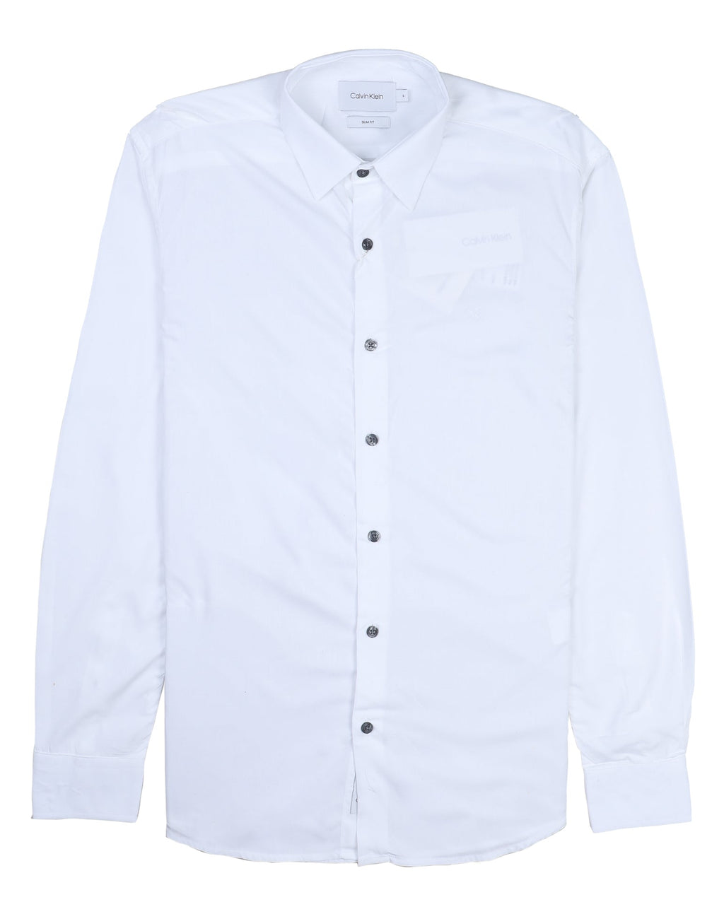 CALVIN KLEIN Ethereal Ivory Tailored Fit Long Sleeve Button-Up Shirt