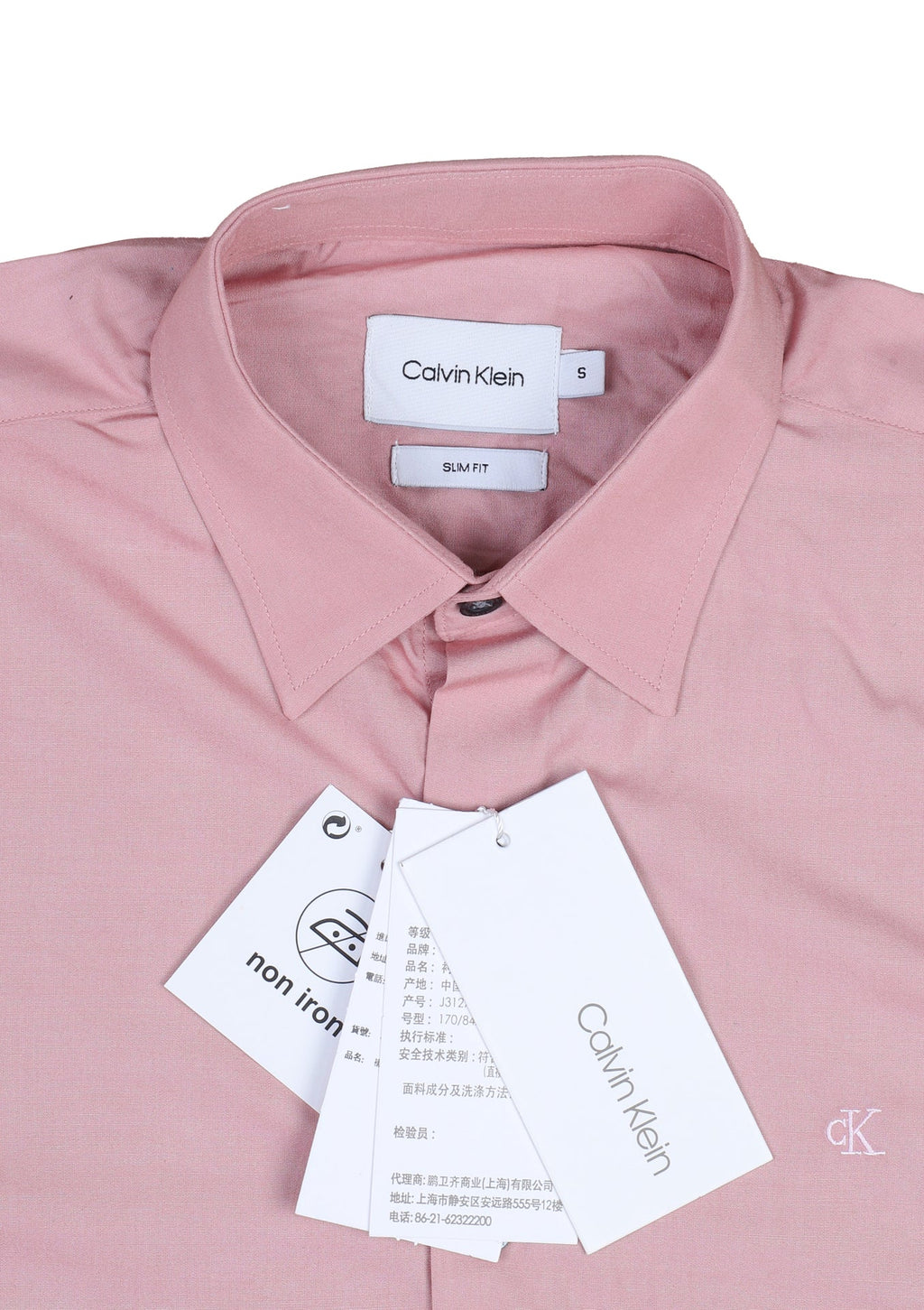 CALVIN KLEIN Serene Blush Tailored Fit Long Sleeve Non-Iron Dress Shirt
