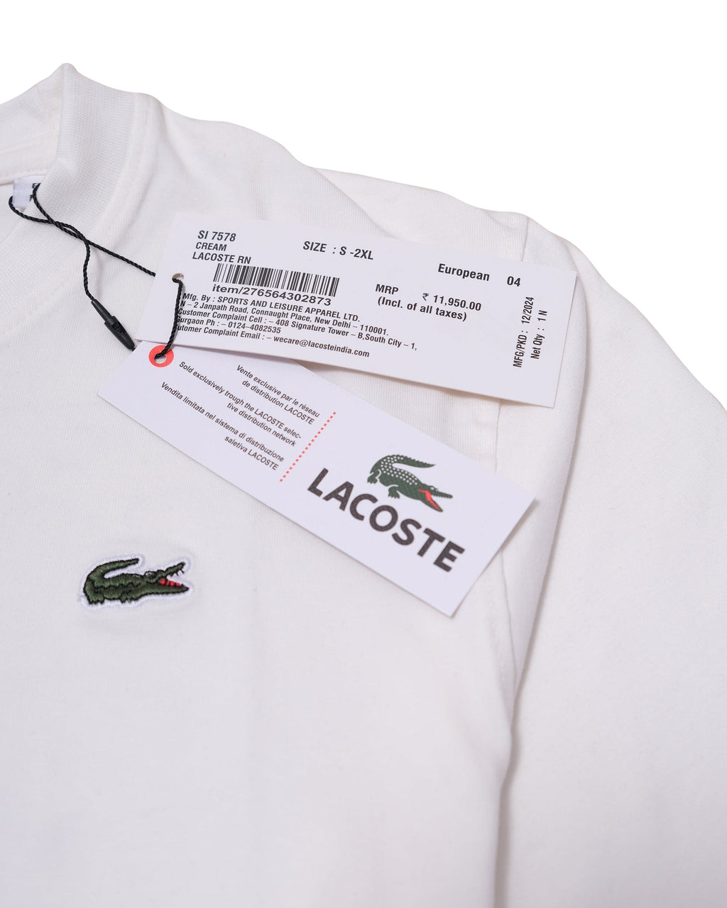 LACOSTE Cloud Cream Classic Fit Surfing Croc Graphic Tee