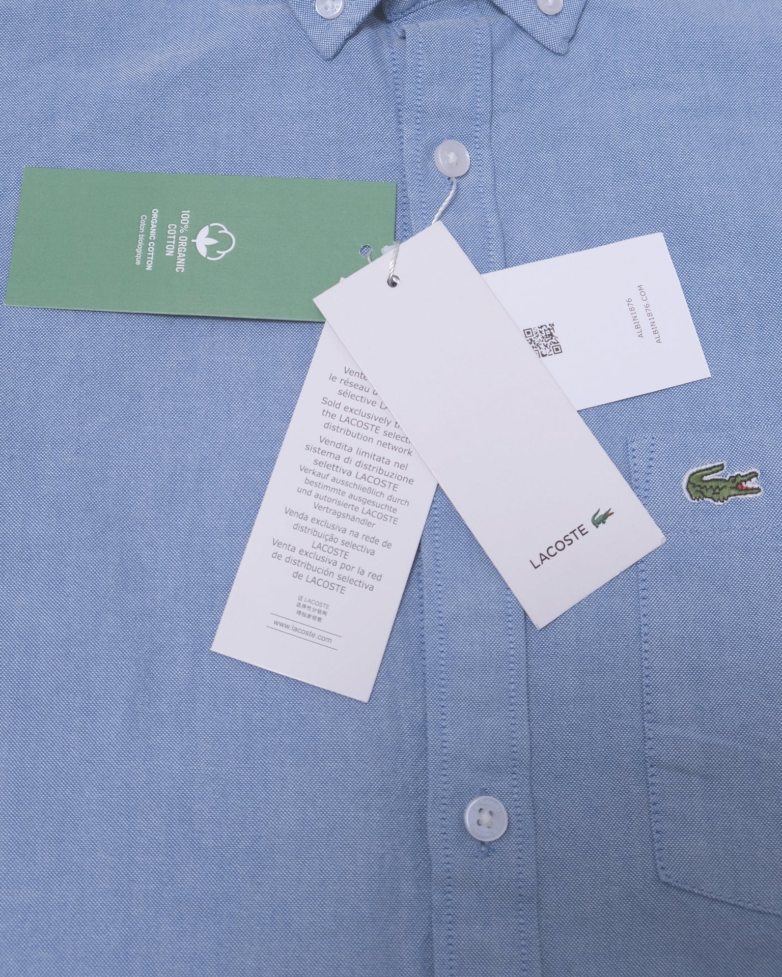 LACOSTE Serene Blue Classic Fit Button-Down Long Sleeve Shirt