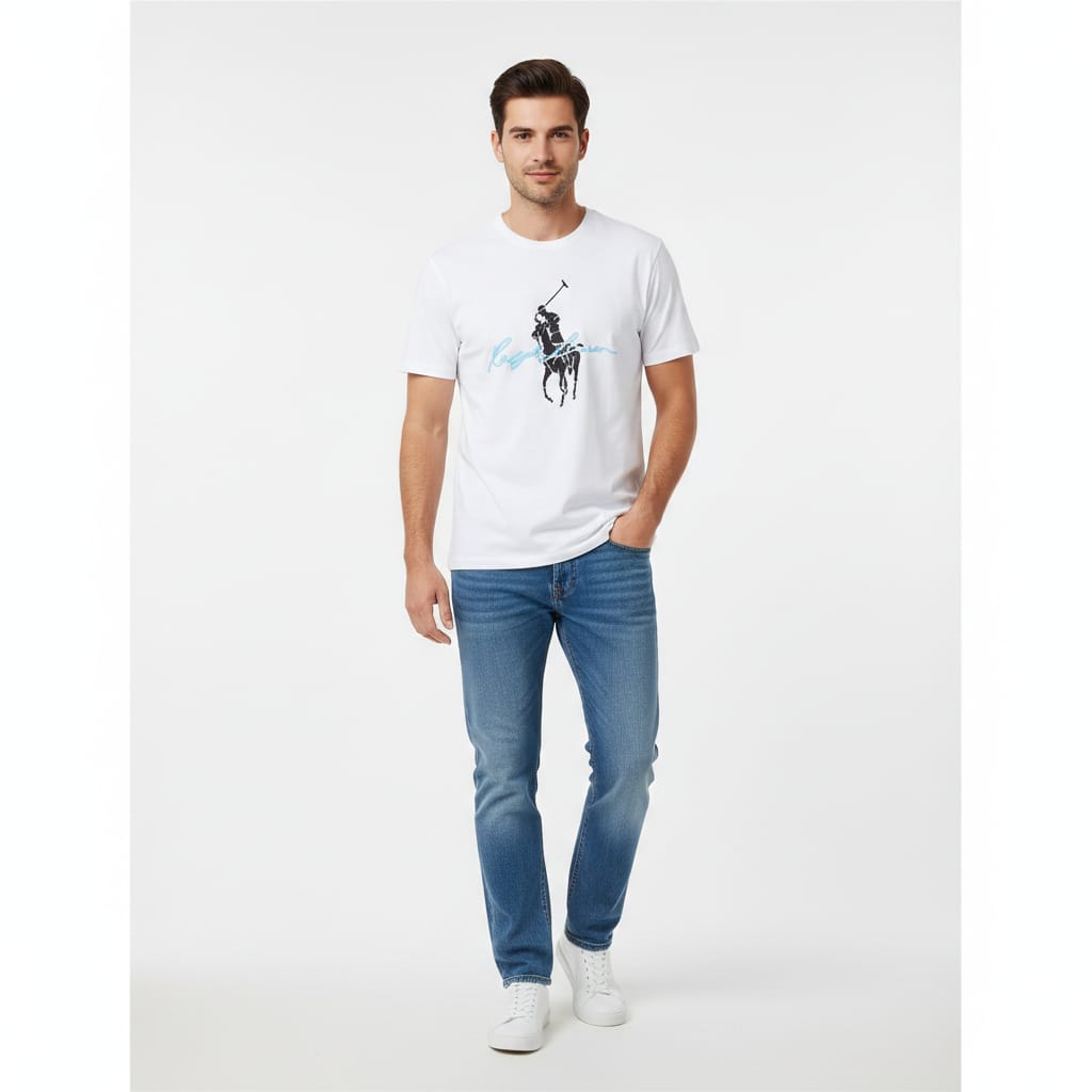RALPH LAUREN Serene Aqua Classic Fit Short Sleeve Graphic T-Shirt