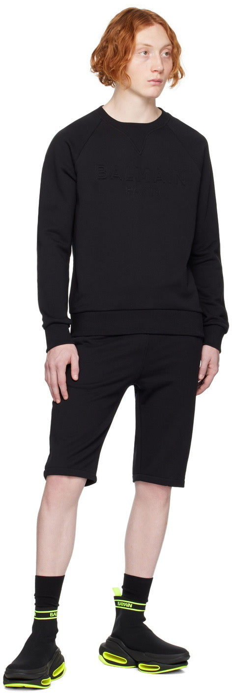 Balmain Luxurious Black Embossed Sweatshirt