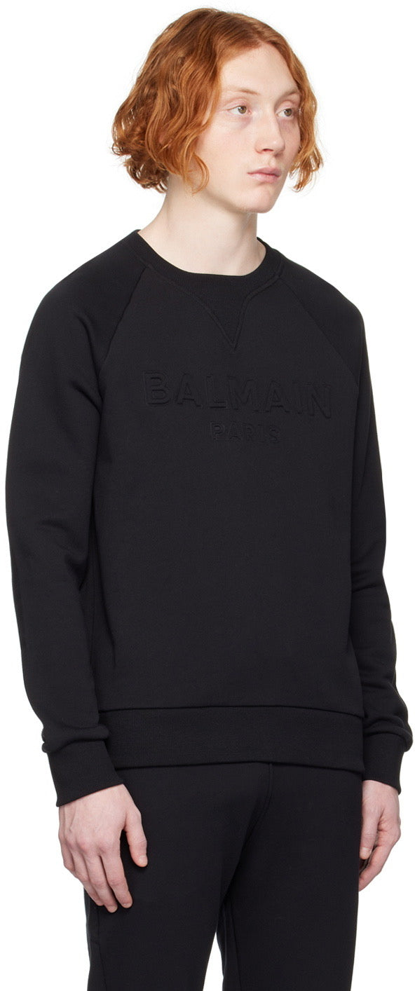 Balmain Luxurious Black Embossed Sweatshirt