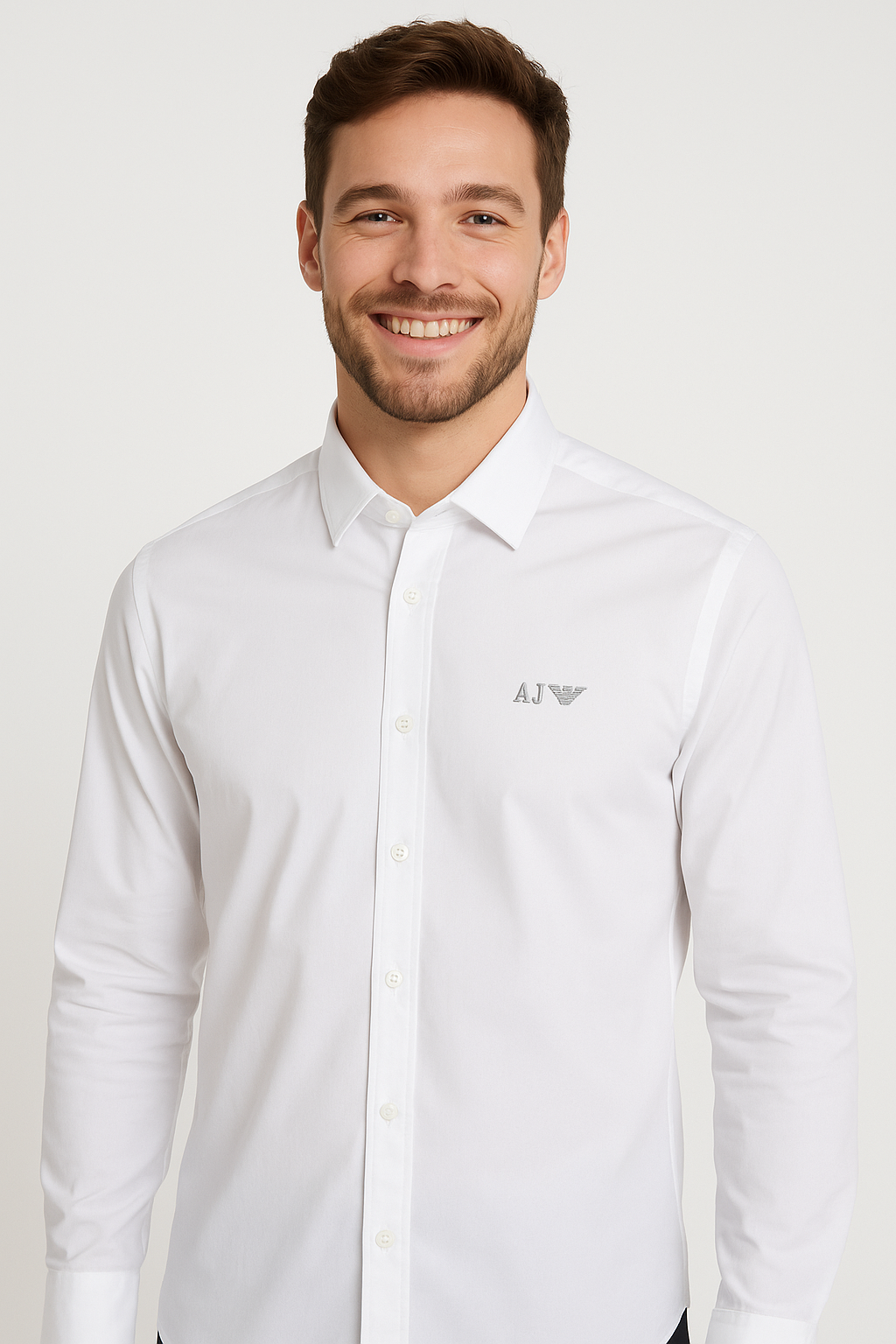 AJ ARMANI JEANS Arctic White Classic Fit Long Sleeve Button-Up Shirt