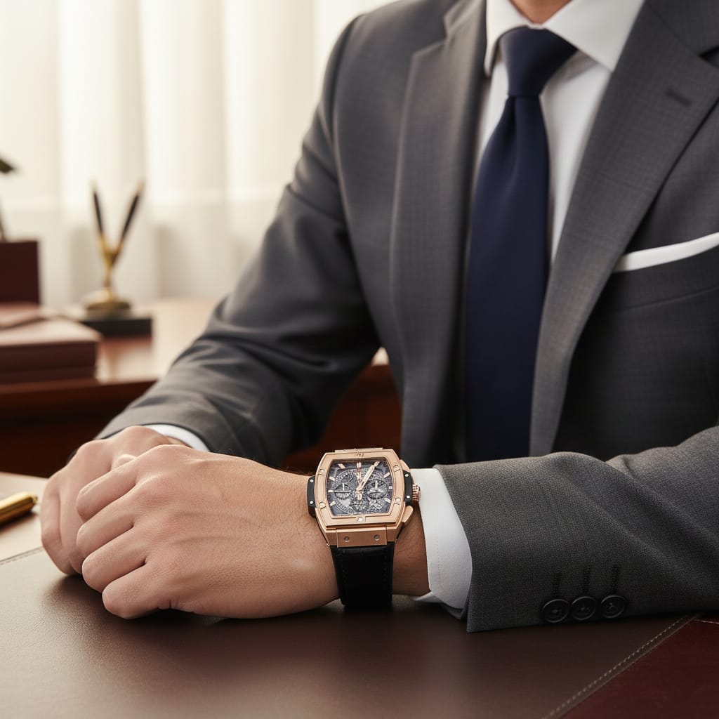 HUBLOT Midnight Onyx Opulent Chronograph Slate Dial Rose Gold Watch