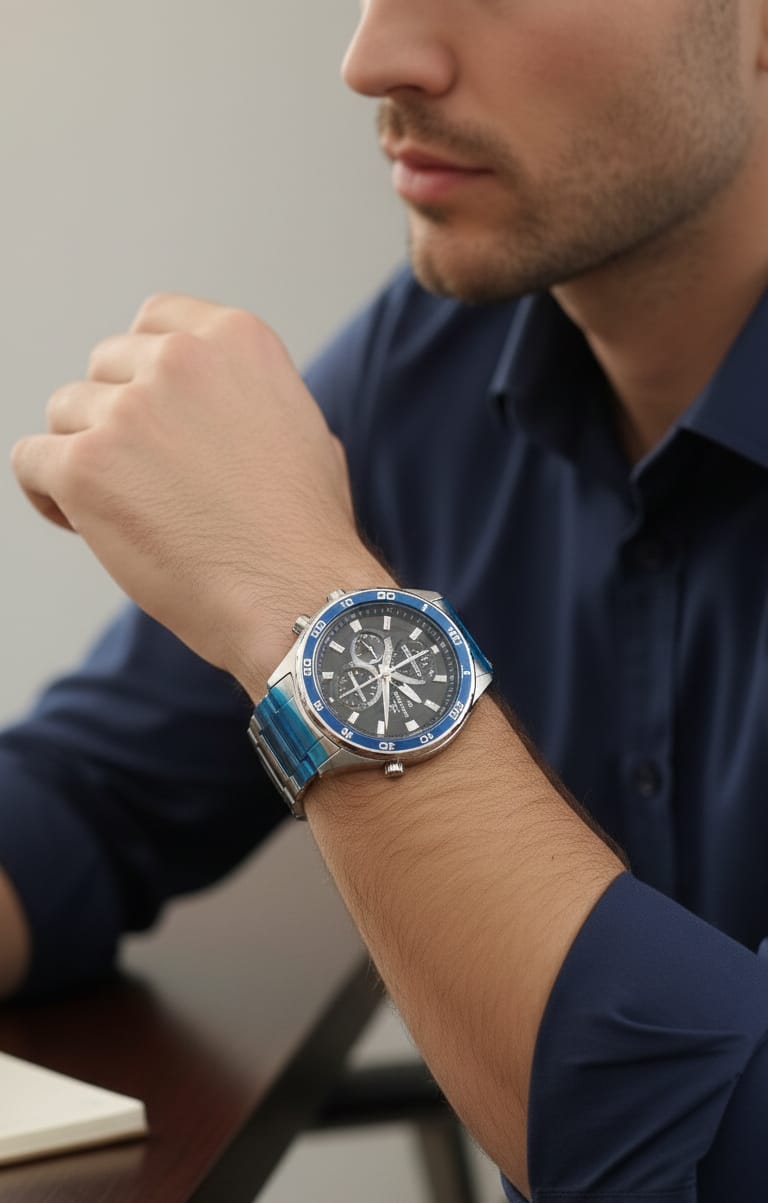CASIO EDIFFICE Oceanic Azure Chronograph Timepiece T-Shirt