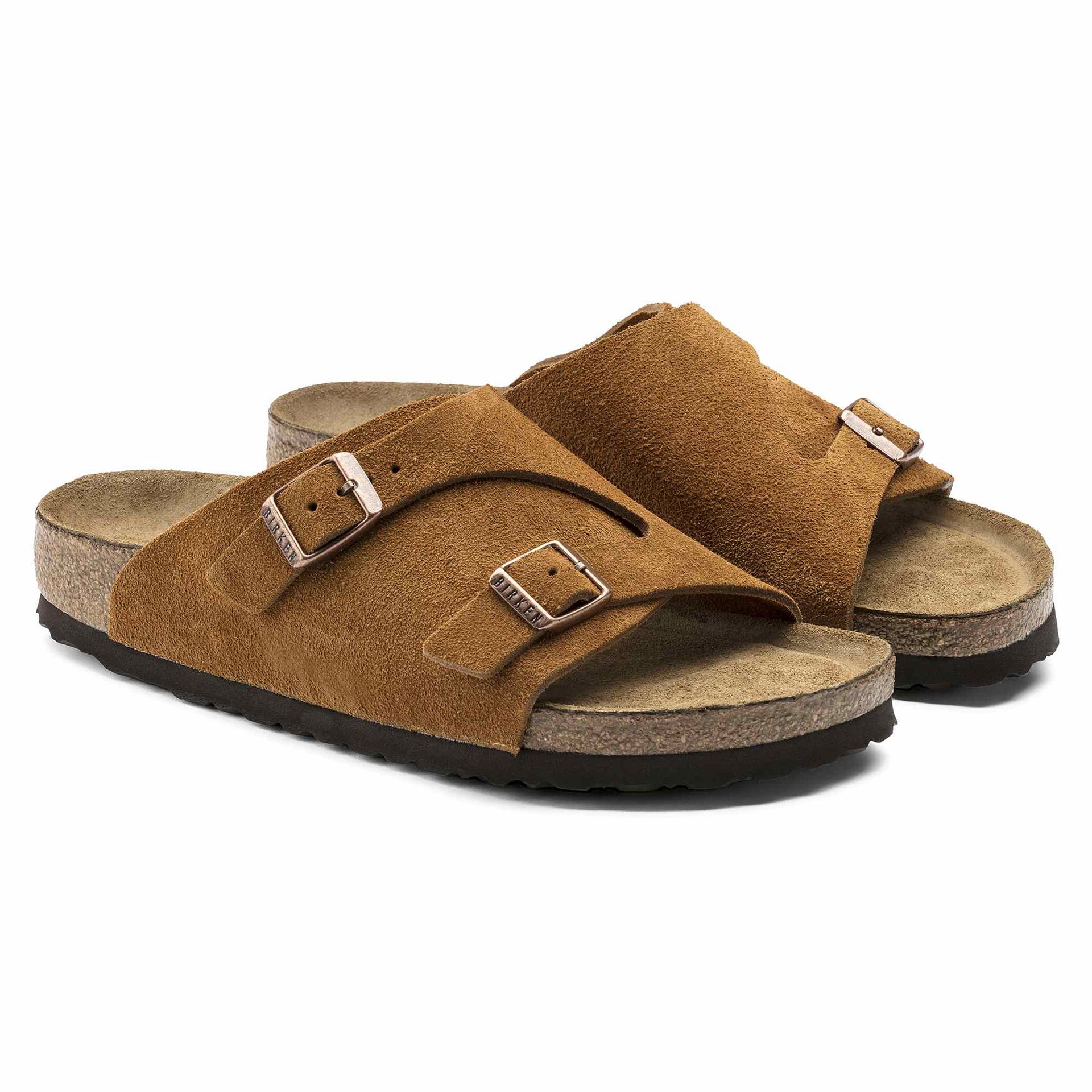BIRKENSTOCK Ember Copper Luxe Suede Slide Sandals