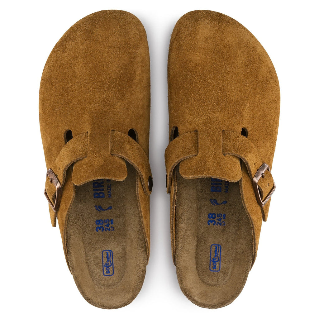 BIRKENSTOCK Rustic Amber Soft Footbed Suede Clogs