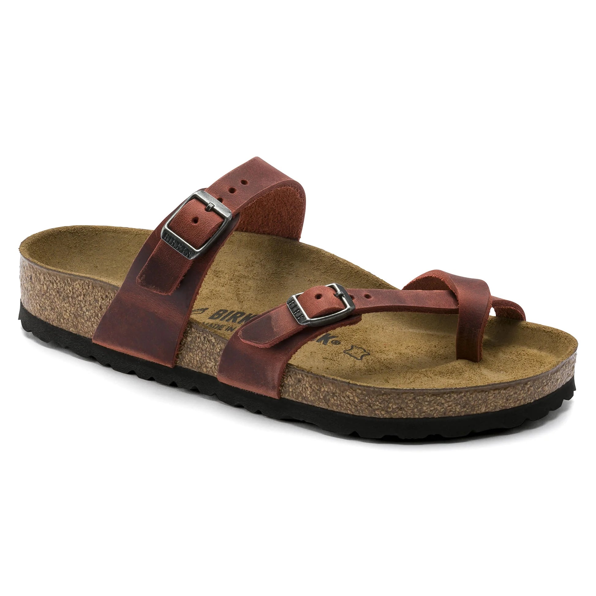 Birkenstock Rustic Red Leather Sandals - Effortlessly Chic Comfort