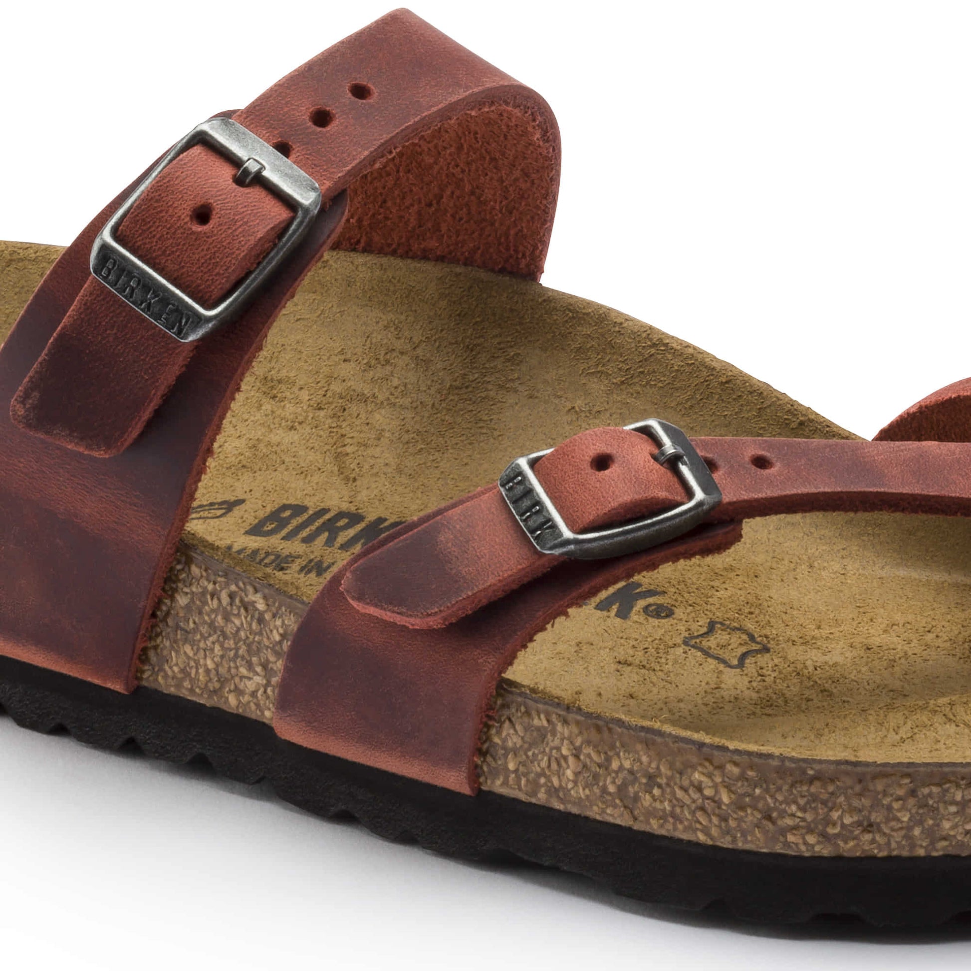 Birkenstock Rustic Red Leather Sandals - Effortlessly Chic Comfort