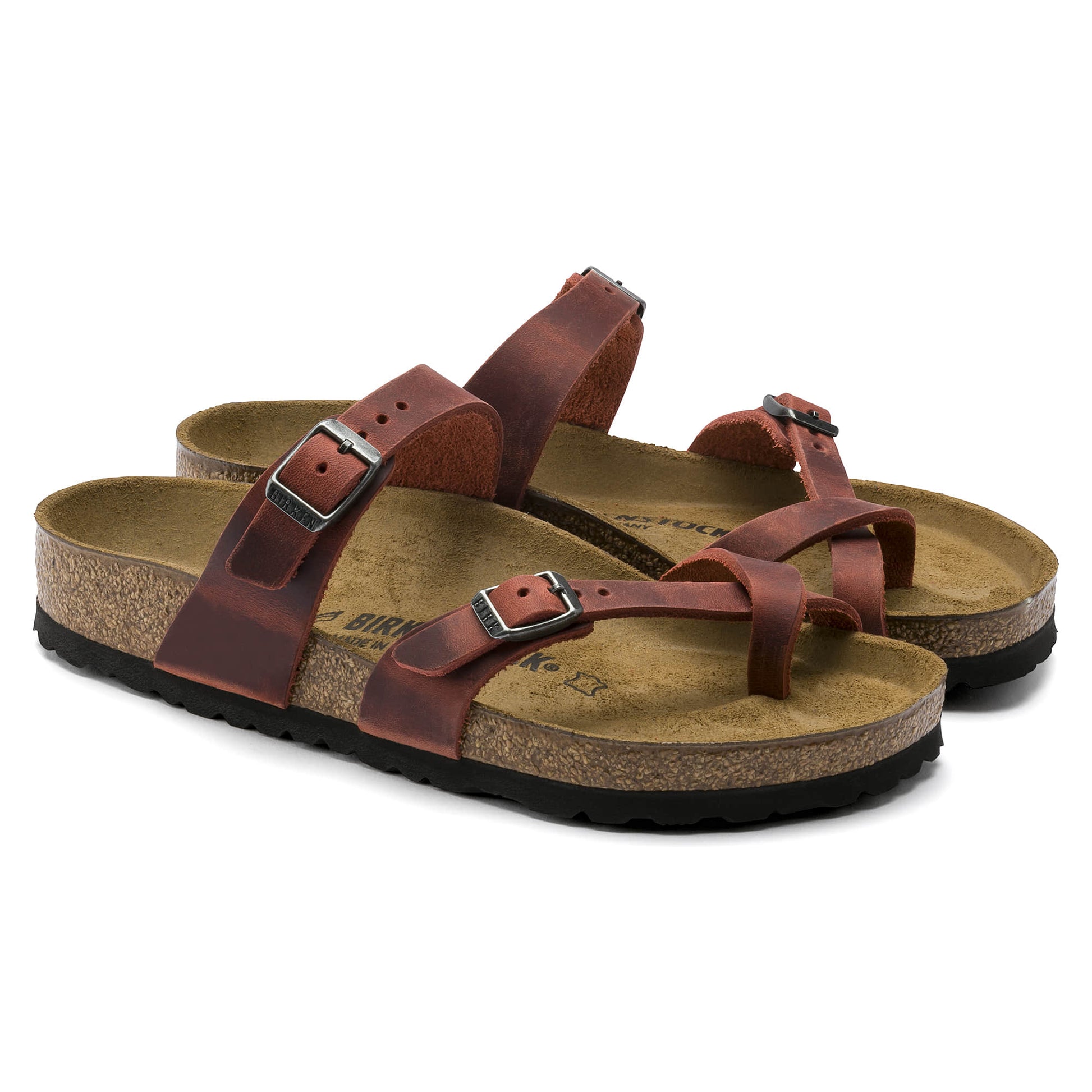Birkenstock Rustic Red Leather Sandals - Effortlessly Chic Comfort