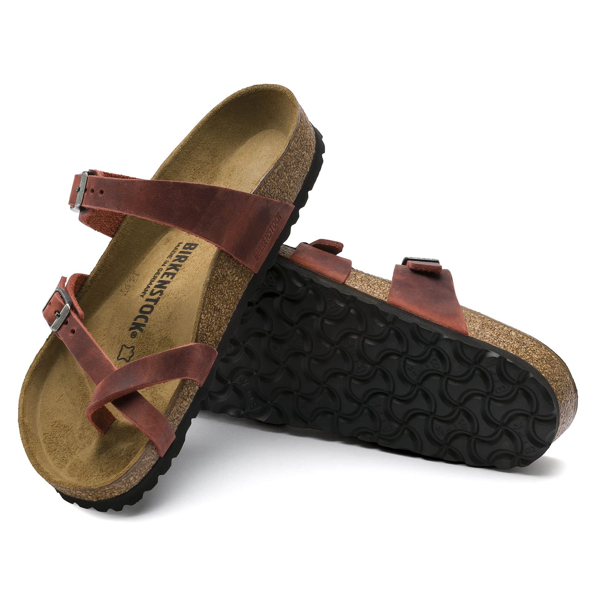 Birkenstock Rustic Red Leather Sandals - Effortlessly Chic Comfort