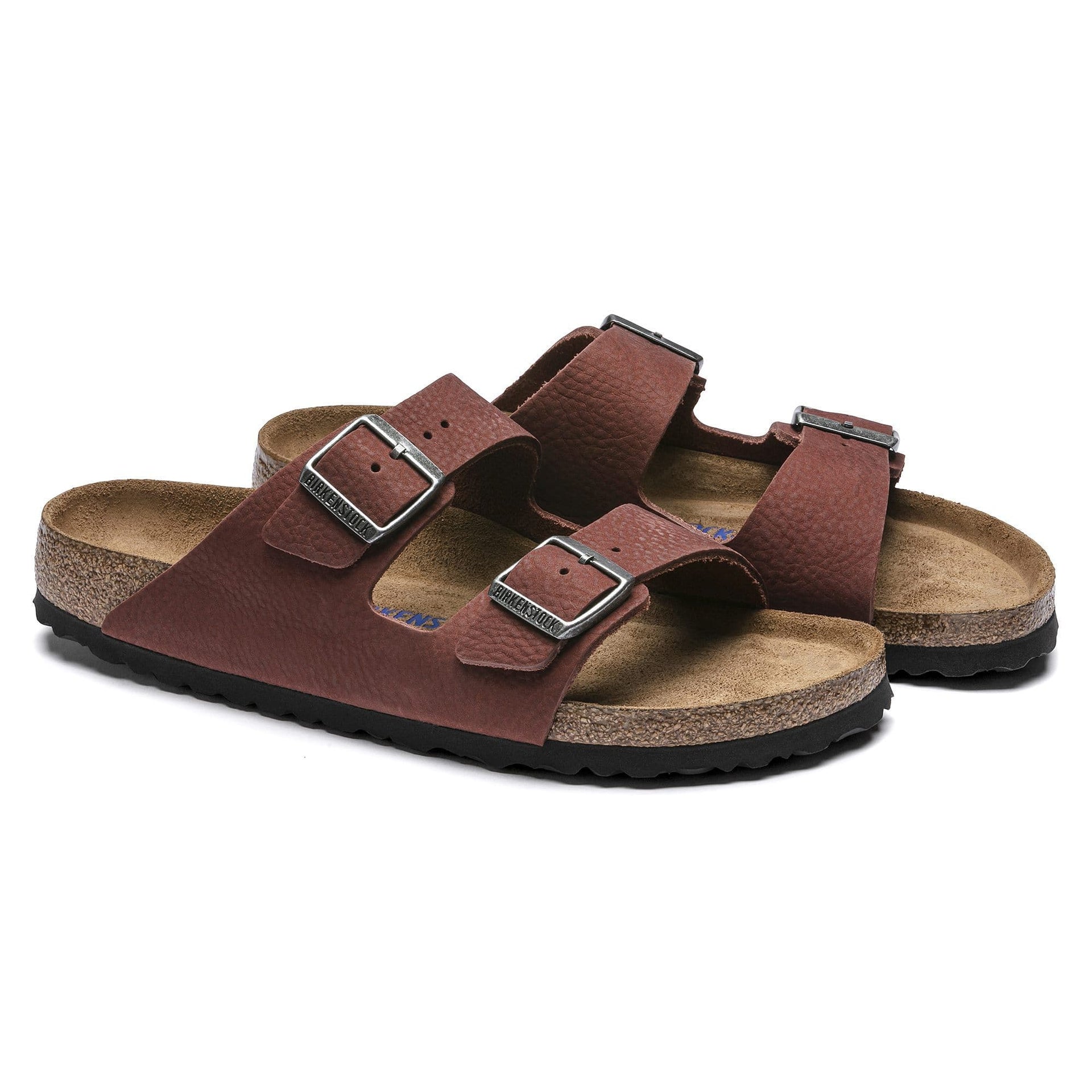 BIRKENSTOCK Rustic Garnet Classic Duo-Buckle Leather Sandals