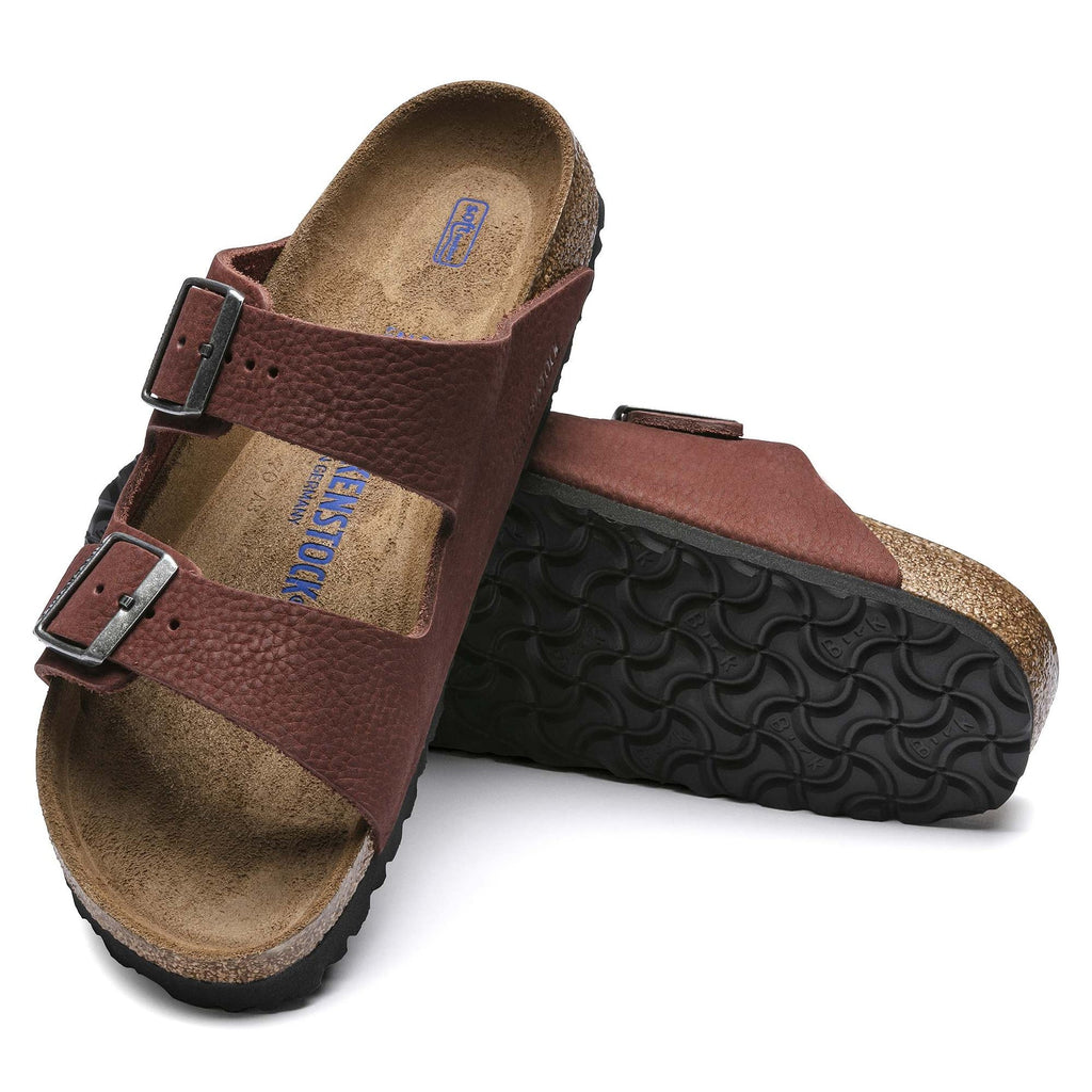 BIRKENSTOCK Rustic Garnet Classic Duo-Buckle Leather Sandals
