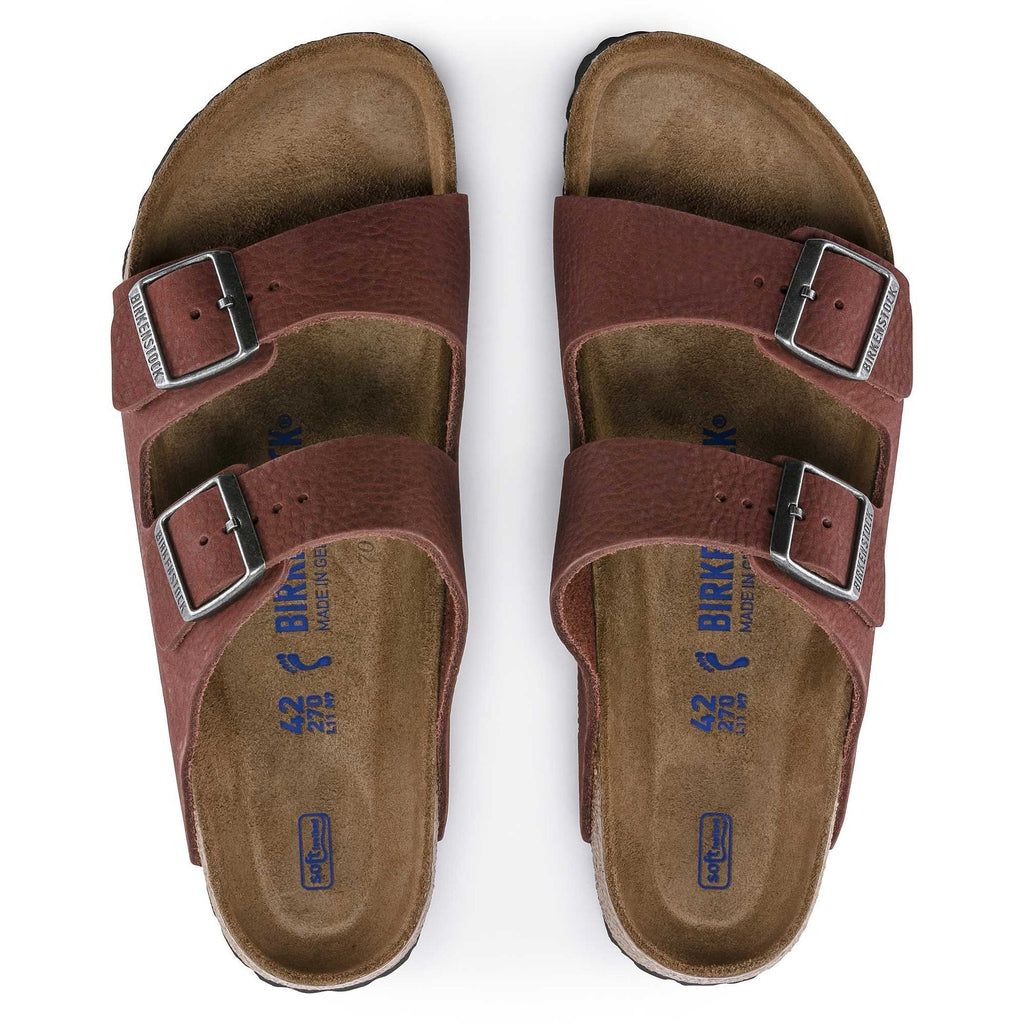 BIRKENSTOCK Rustic Garnet Classic Duo-Buckle Leather Sandals
