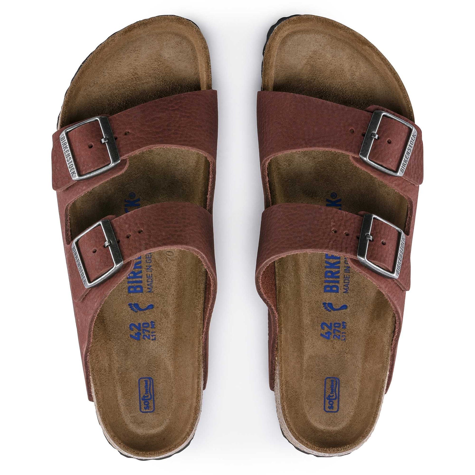BIRKENSTOCK Rustic Garnet Classic Duo-Buckle Leather Sandals
