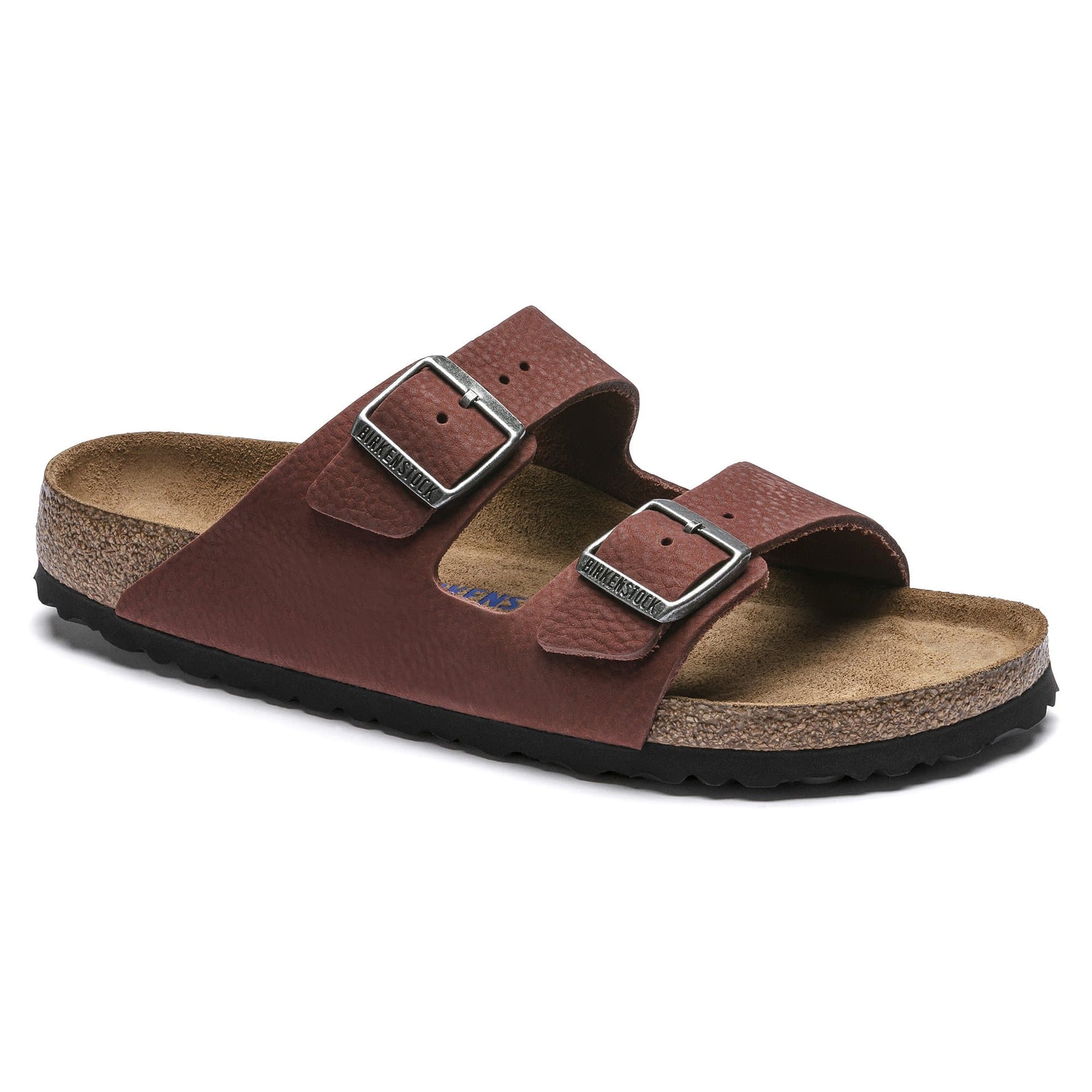 BIRKENSTOCK Rustic Garnet Classic Duo-Buckle Leather Sandals